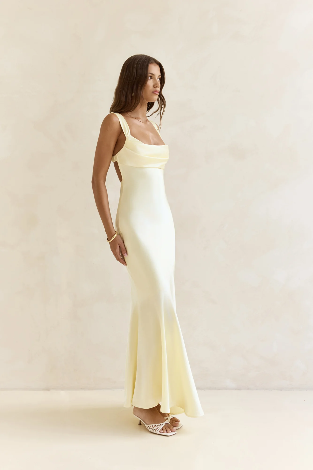 Wish From An Angel Satin Maxi Dress Yellow - luluinthesky