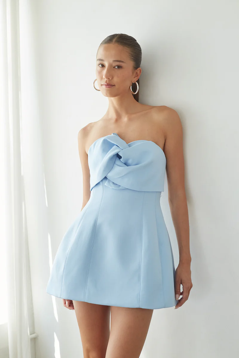 Alix Twist Front Bubble Mini Dress - luluinthesky