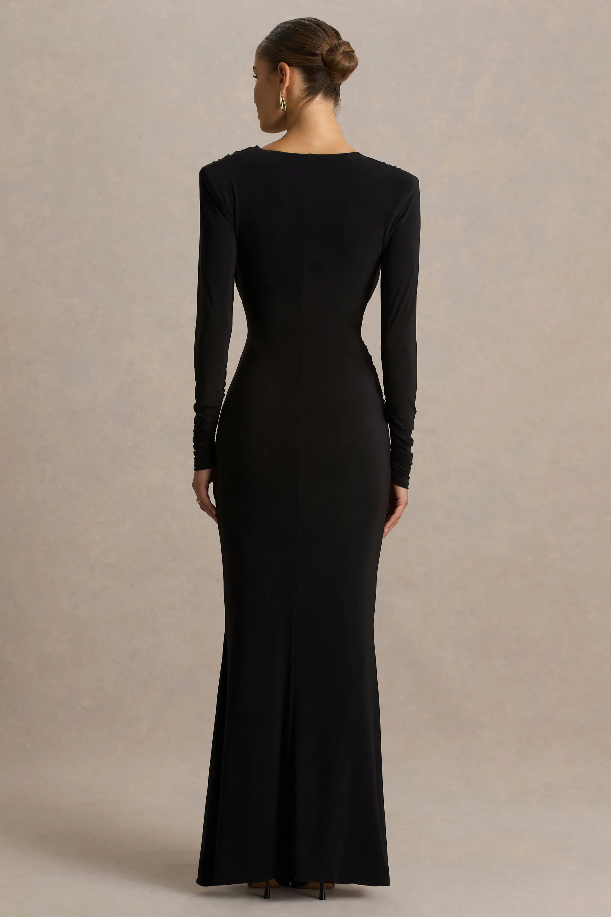 Daphira | Black Extreme-Plunge Neck Maxi Dress