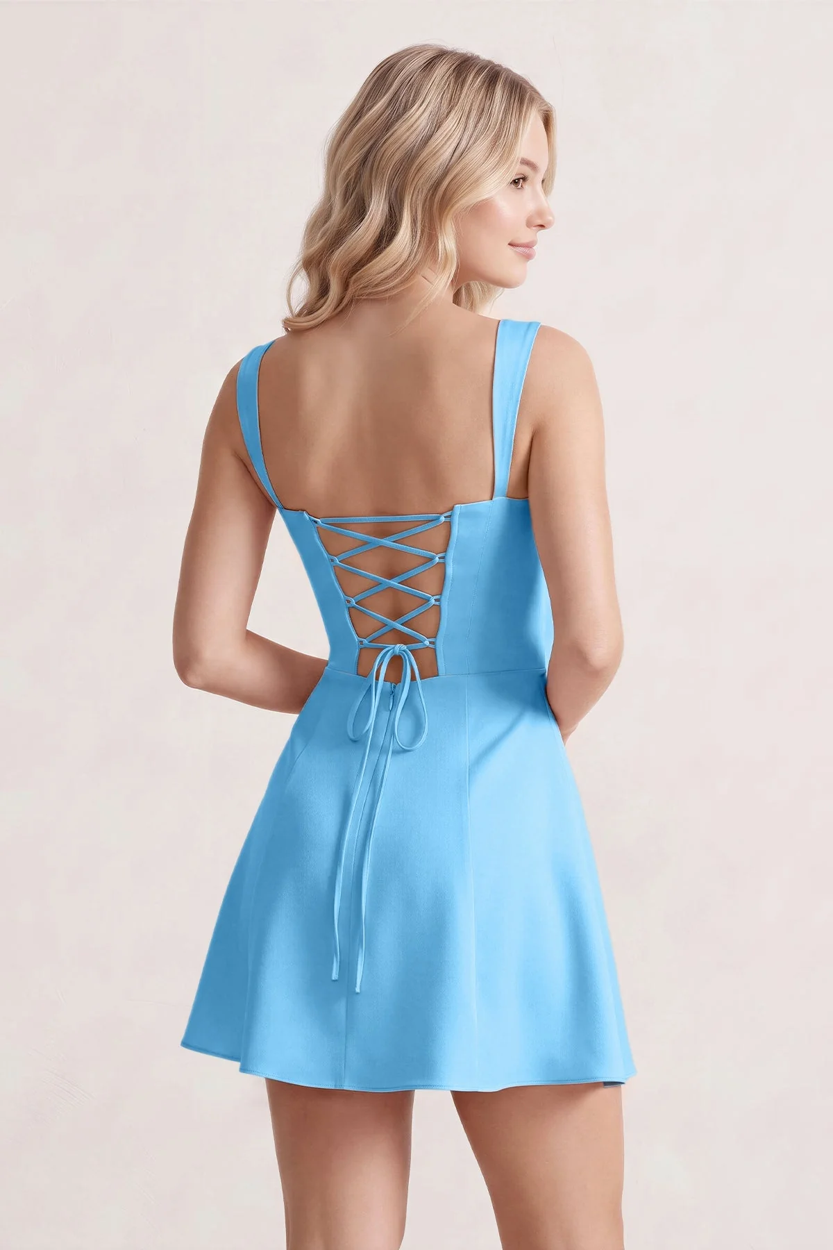 Pink Lace Sweetheart A-Line Satin Homecoming Dress With Lace-Up Back