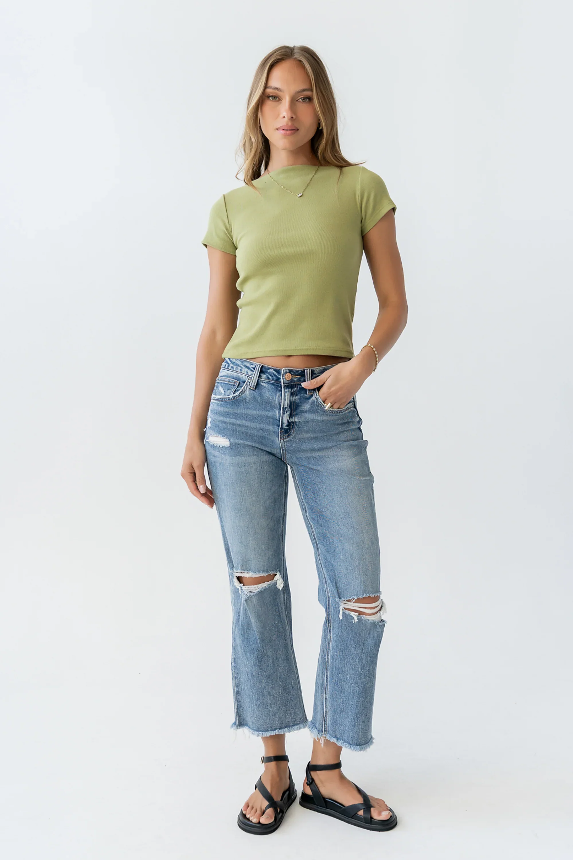 Martha Boatneck Top in Green