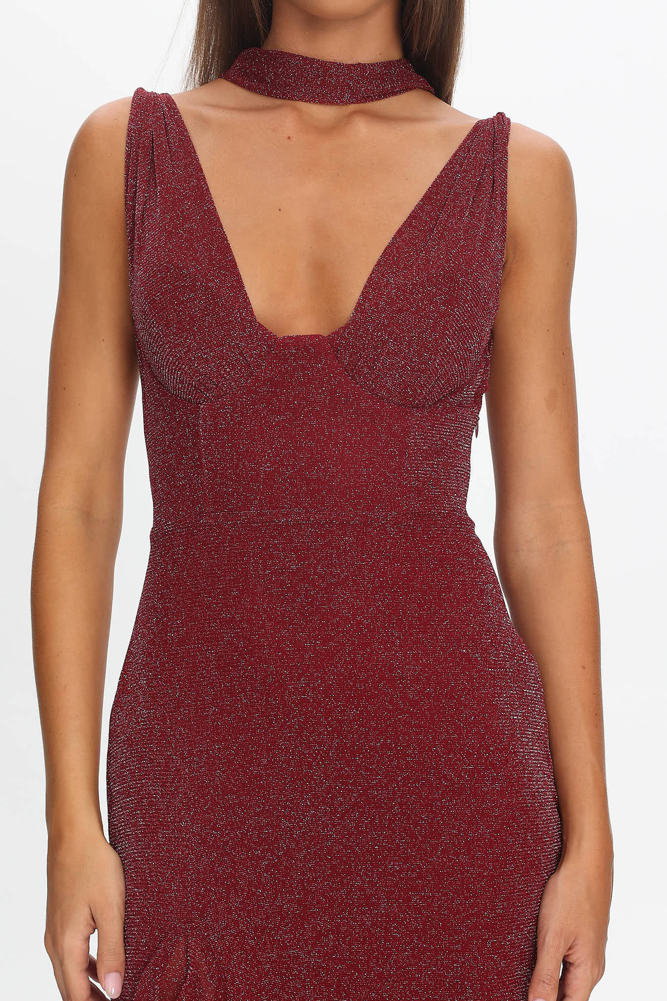 Chantrelle Twist Back Split Maxi Dress Wine