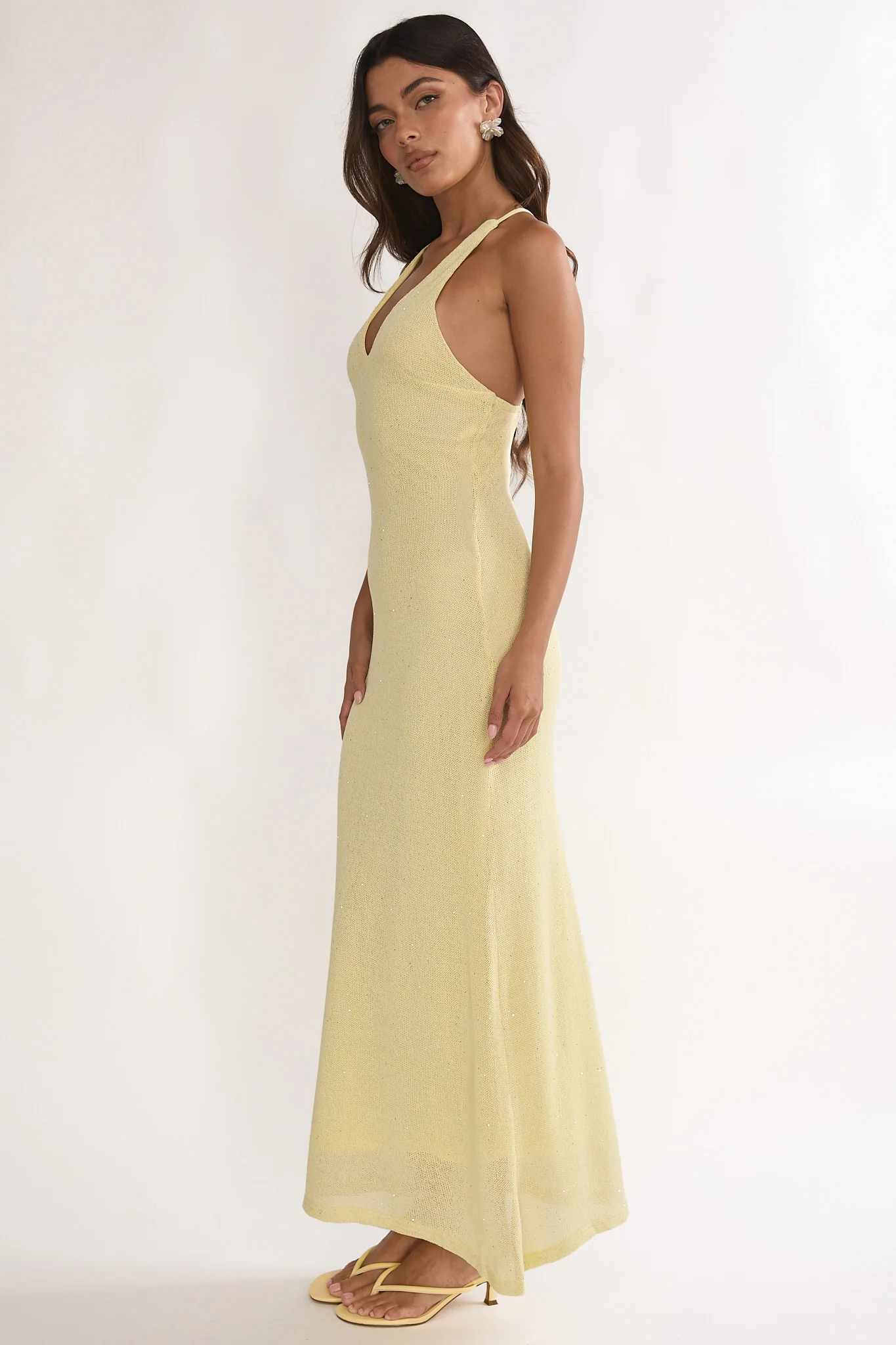 Introductions Knit Sequin Maxi Dress Butter - luluinthesky