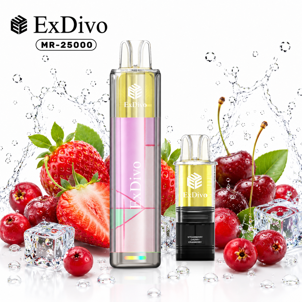 STRAWBERRY CHERRY CRANBERRY - ExDivo KUZ 25K Replaceable Pod Vape