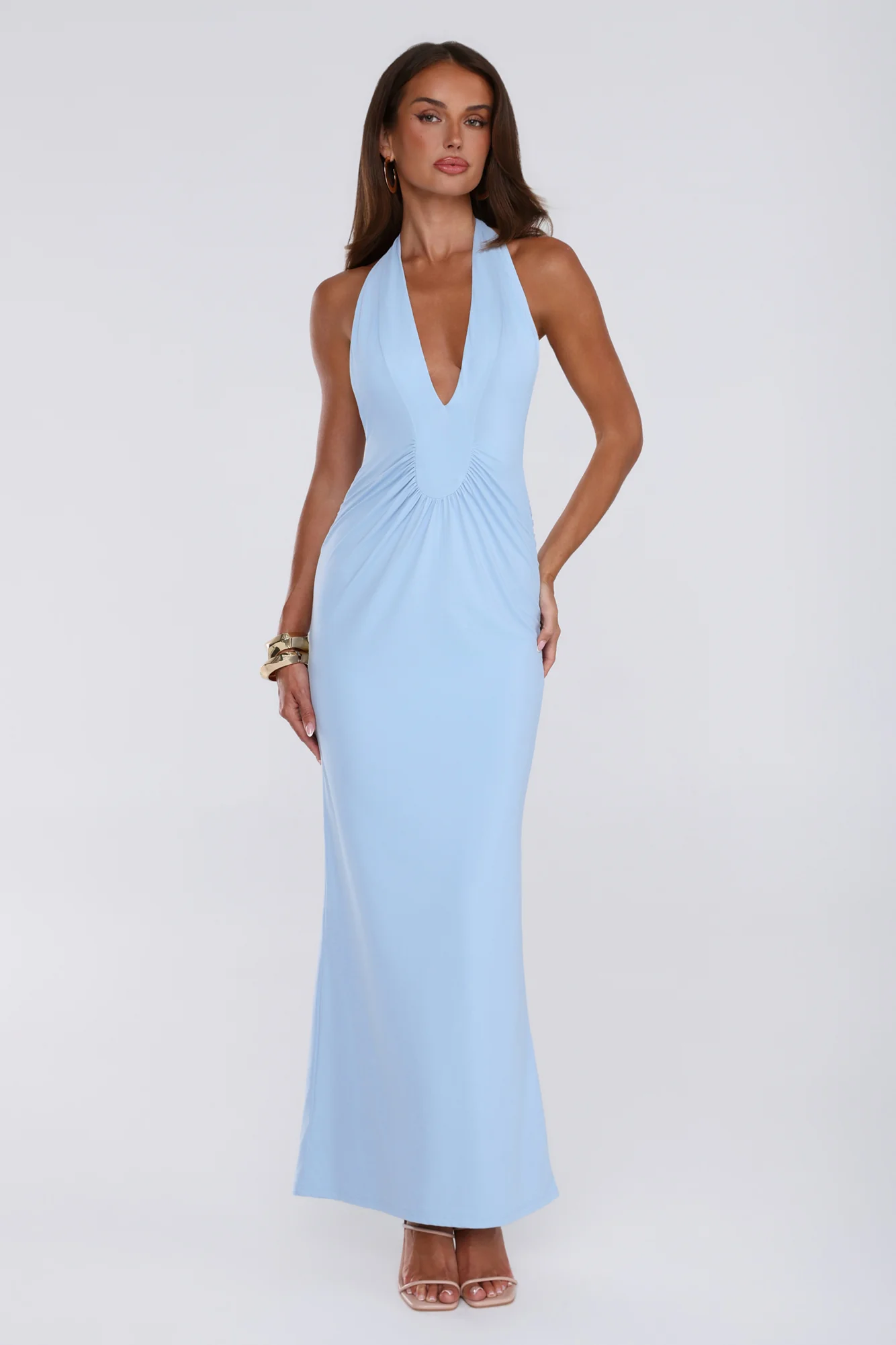 Love Drifted Halter Maxi Dress Blue