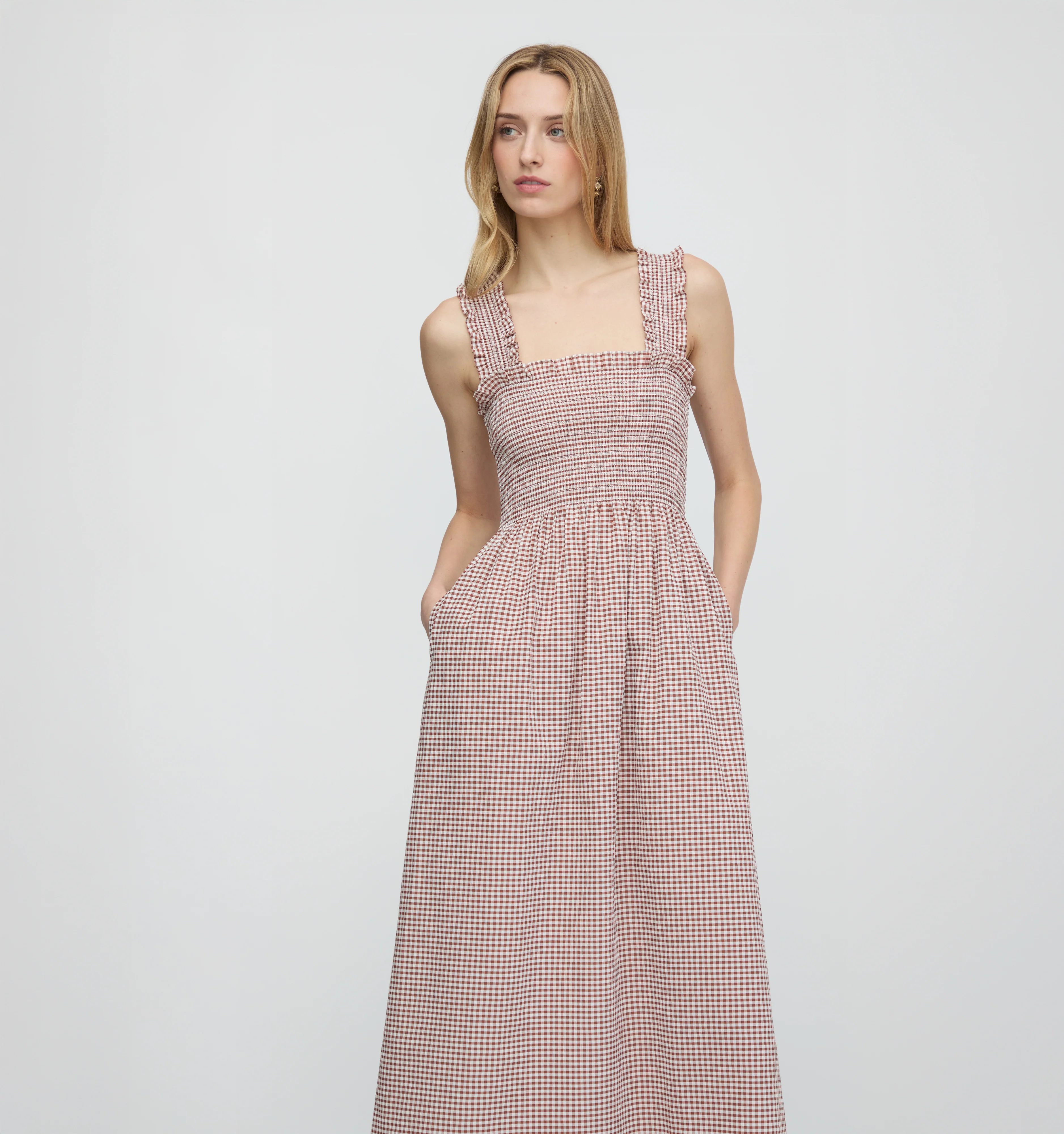 The Ashlyn Nap Dress - Cognac Gingham
