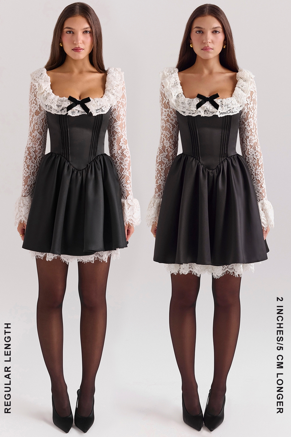 Black Lace Ruffle Mini Dress