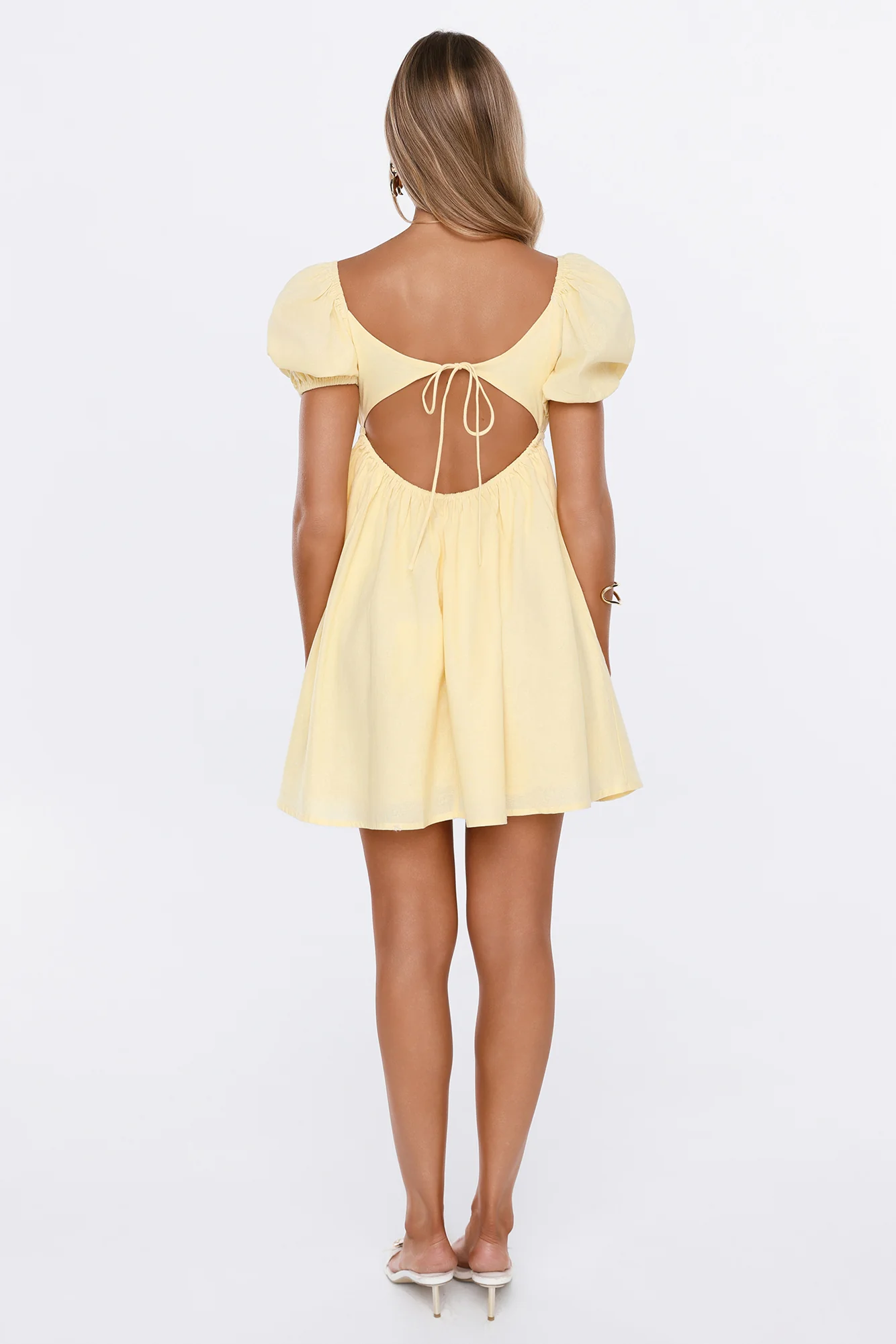 Sun Kissed Style Linen Blend Mini Dress Yellow - FASHION NOB