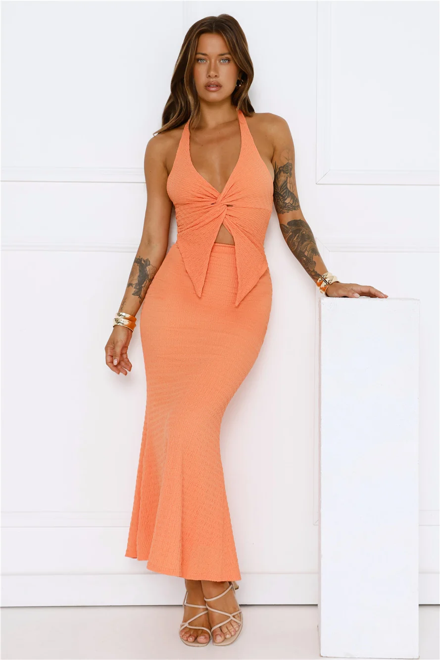 Cloudscape Maxi Skirt Orange