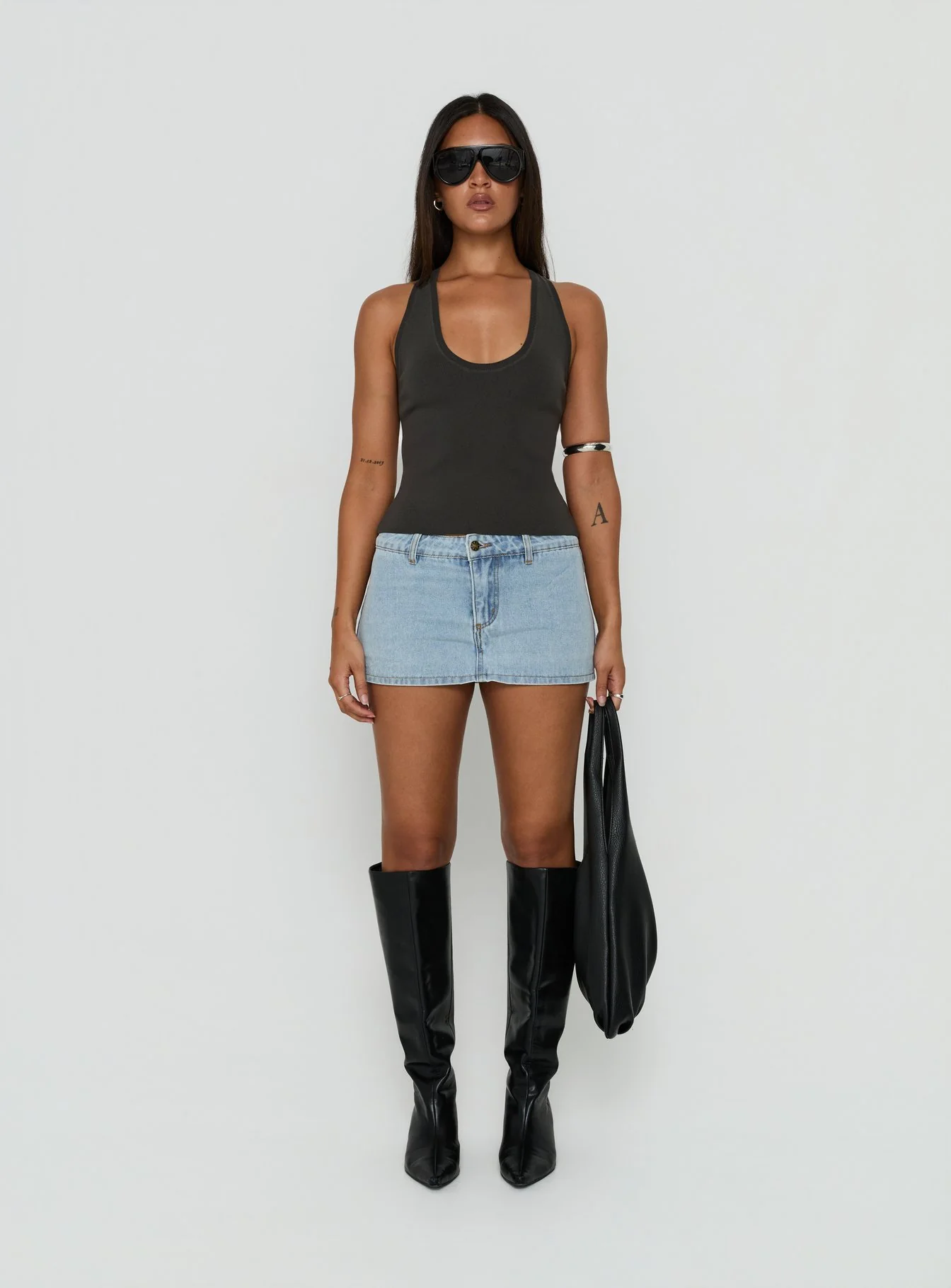 Solanah Knit Tank Top Charcoal