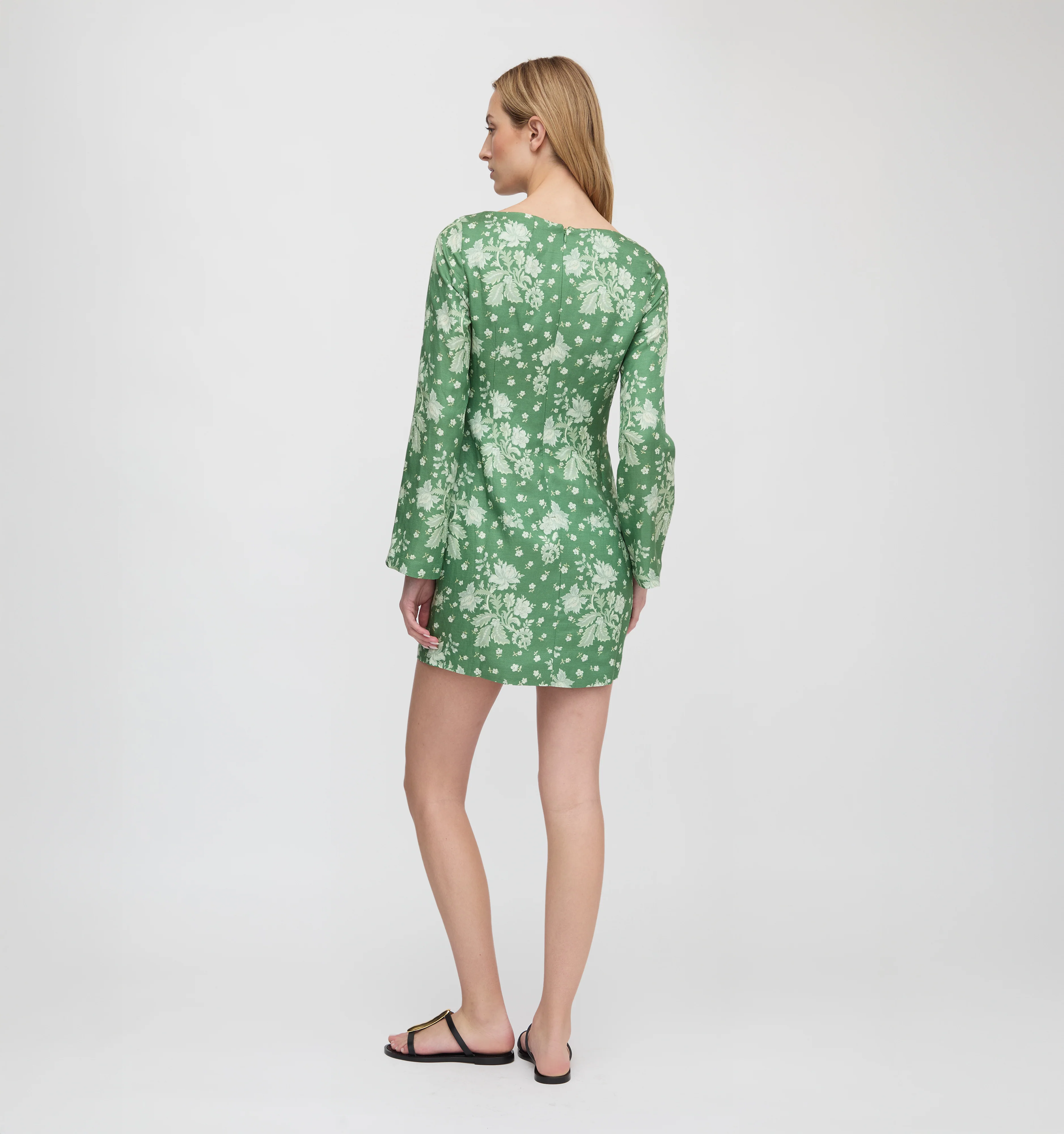 The Longsleeve Viola Dress - Green Delft Bouquet