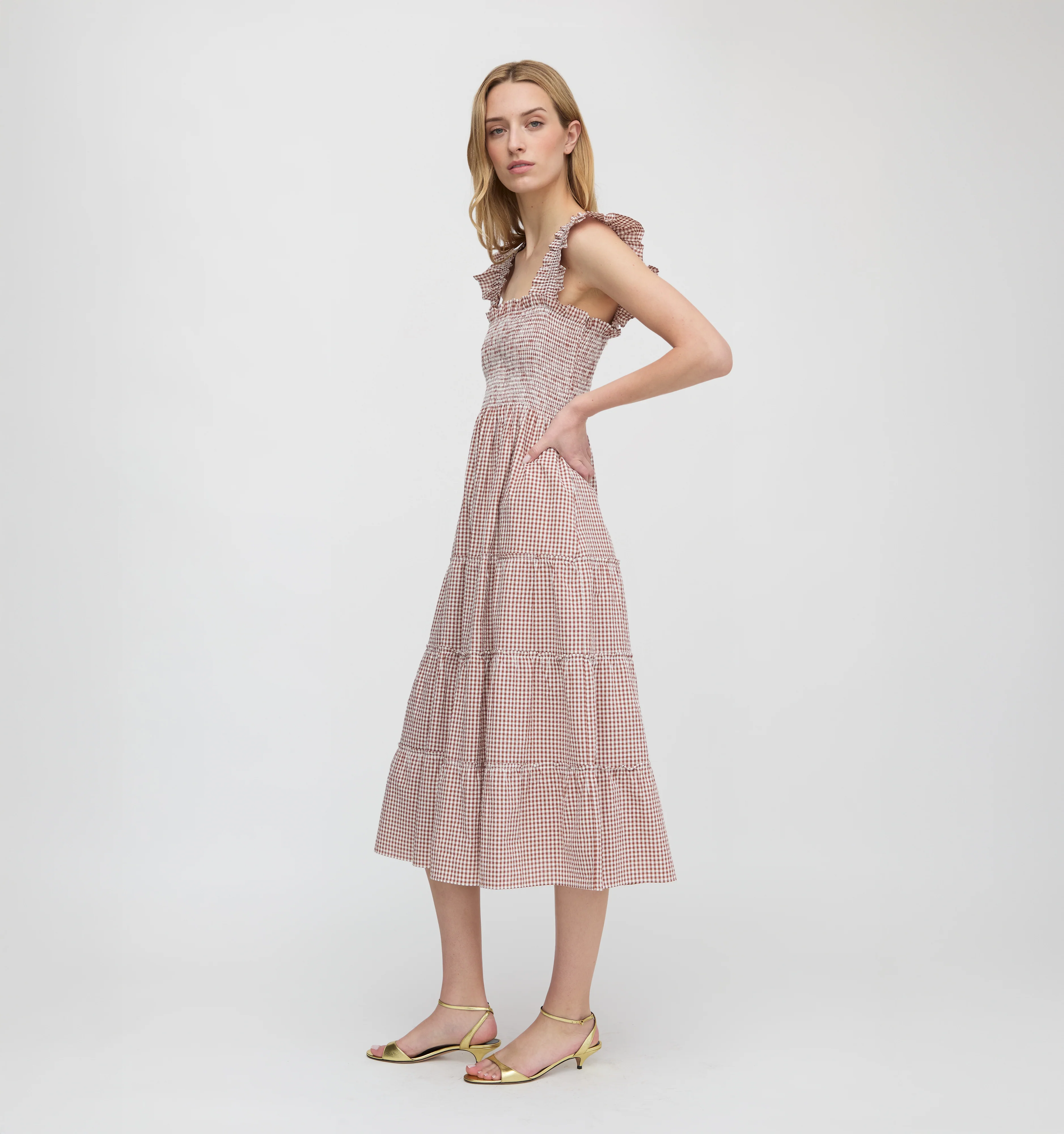 The Ellie Nap Dress - Cognac Gingham