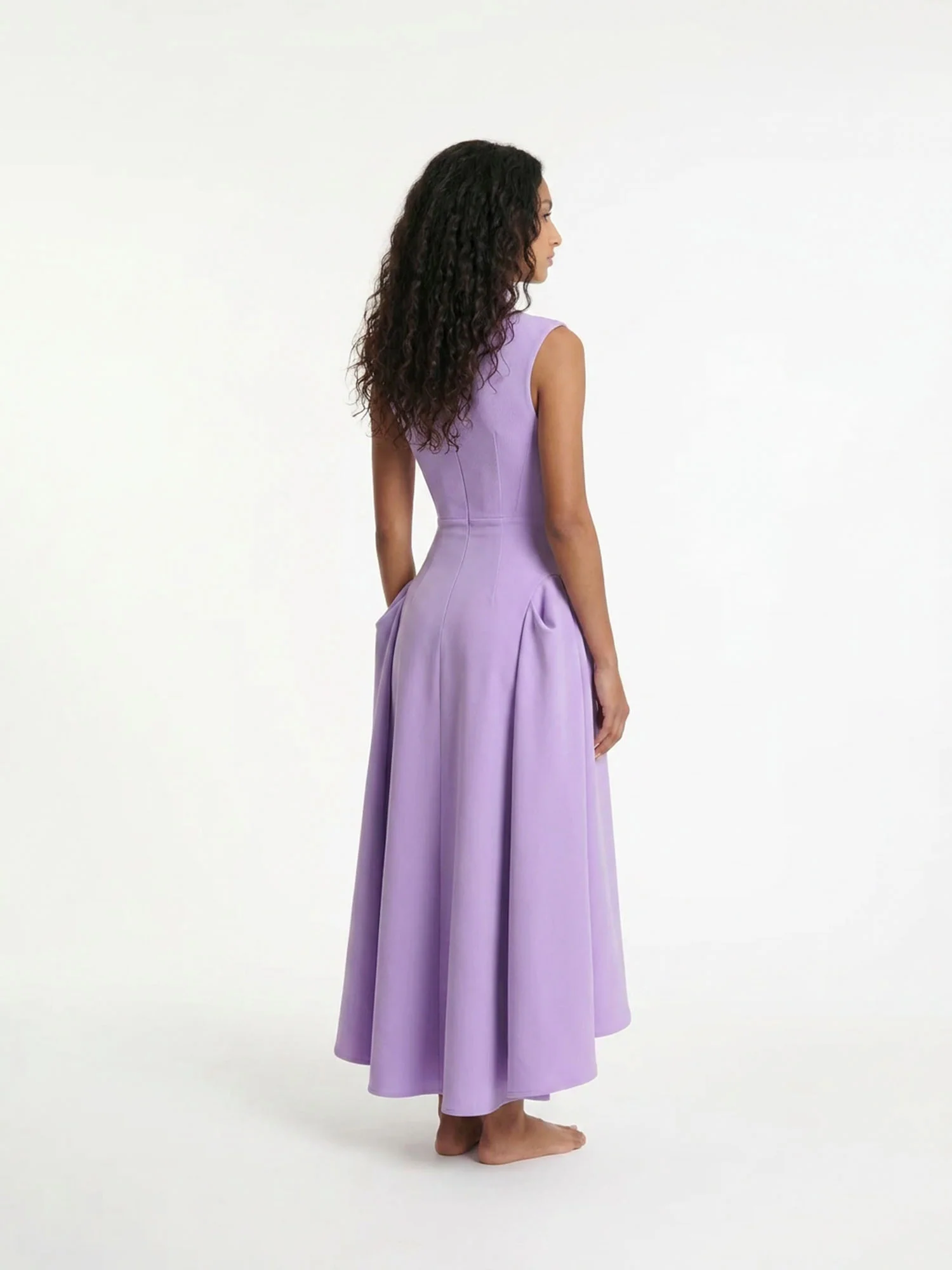 Lavender Sculpted Midi Dress
