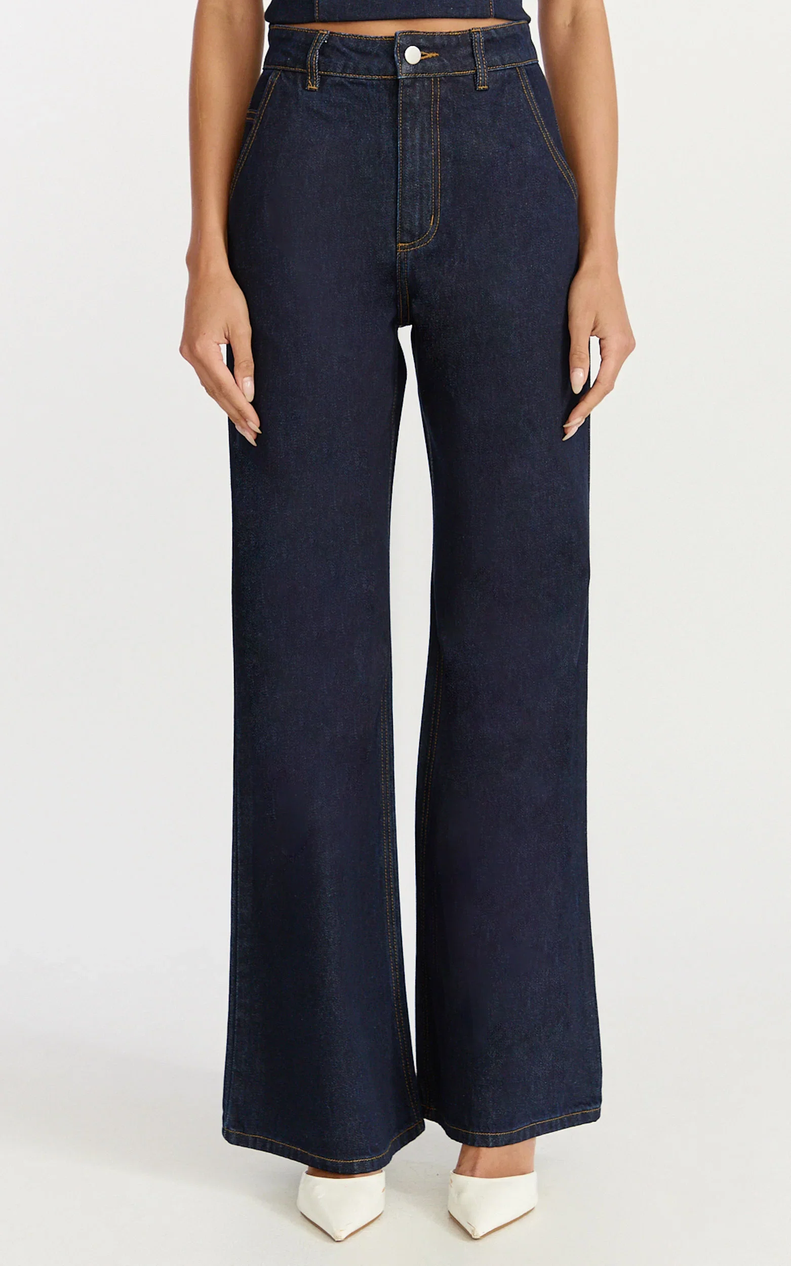 Therese Jeans - High Waist Wide Leg Flare Recycled Denim Jeans in Raw