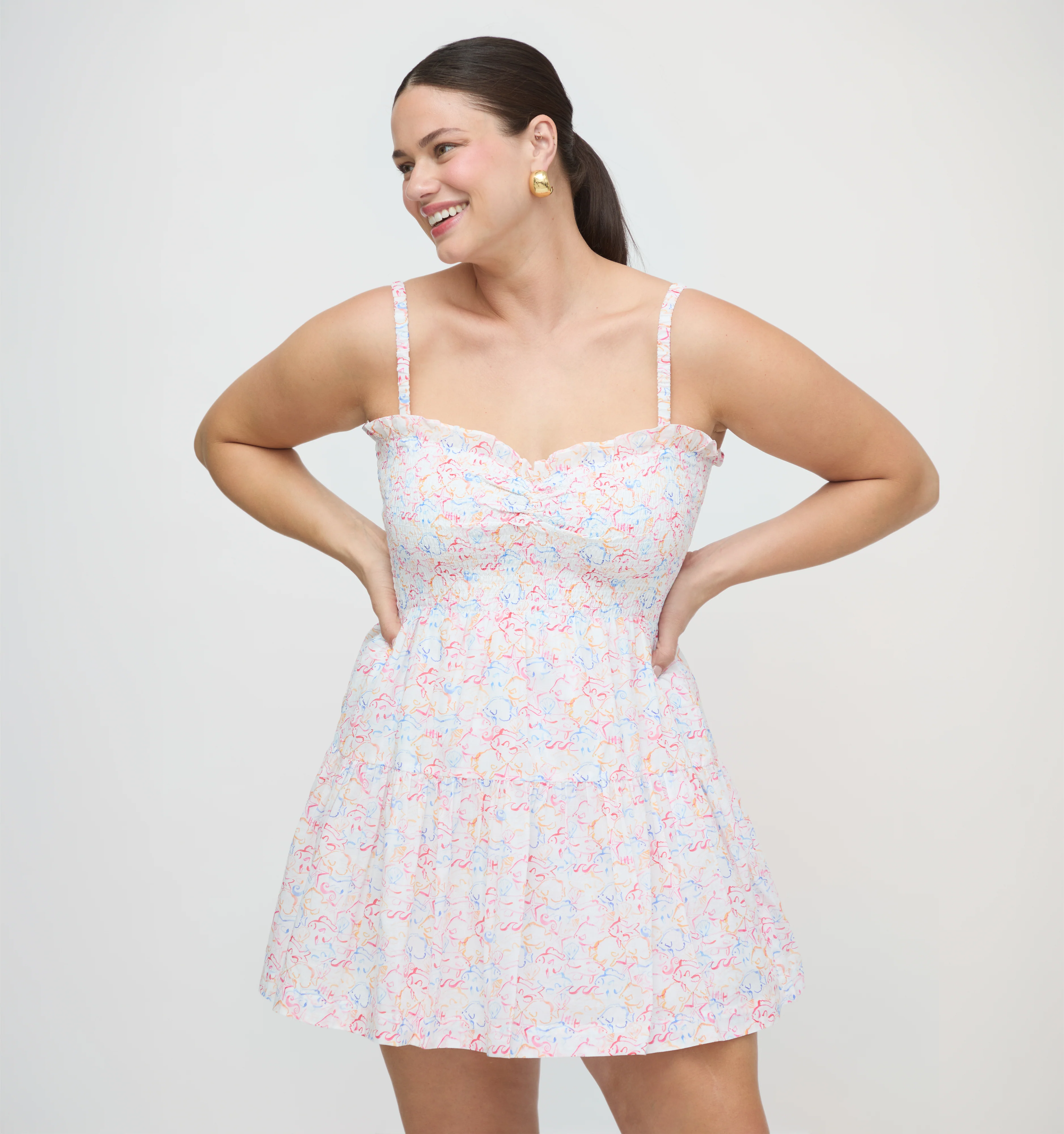 The Rebecca Mini Nap Dress - Camo Fish