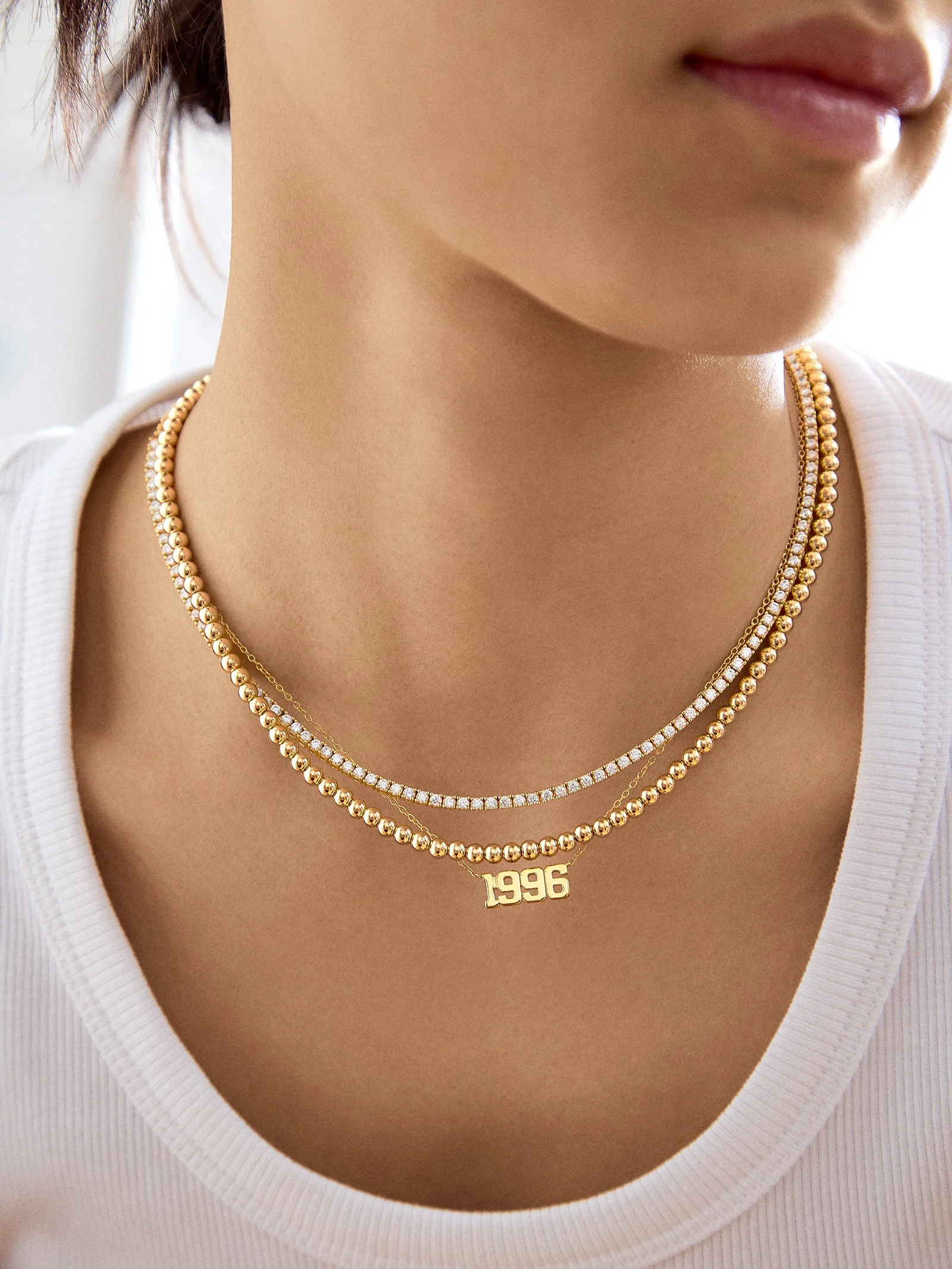 14K Gold Varsity Font Custom Number Necklace - Varsity Font Numbers