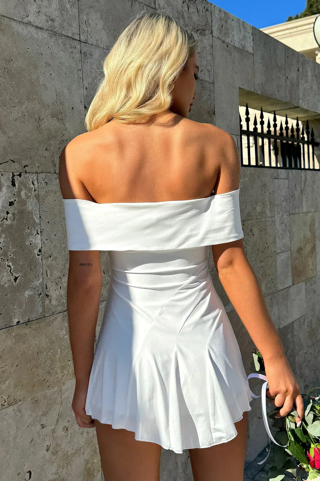 Kirsten Off Shoulder Mini Dress - White