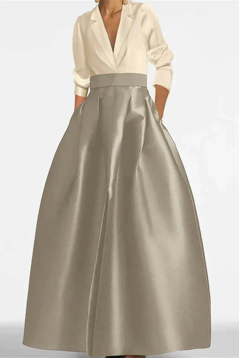 A Line Jewel Neck V-Neck Long Sleeves Mother Dresses CM0342