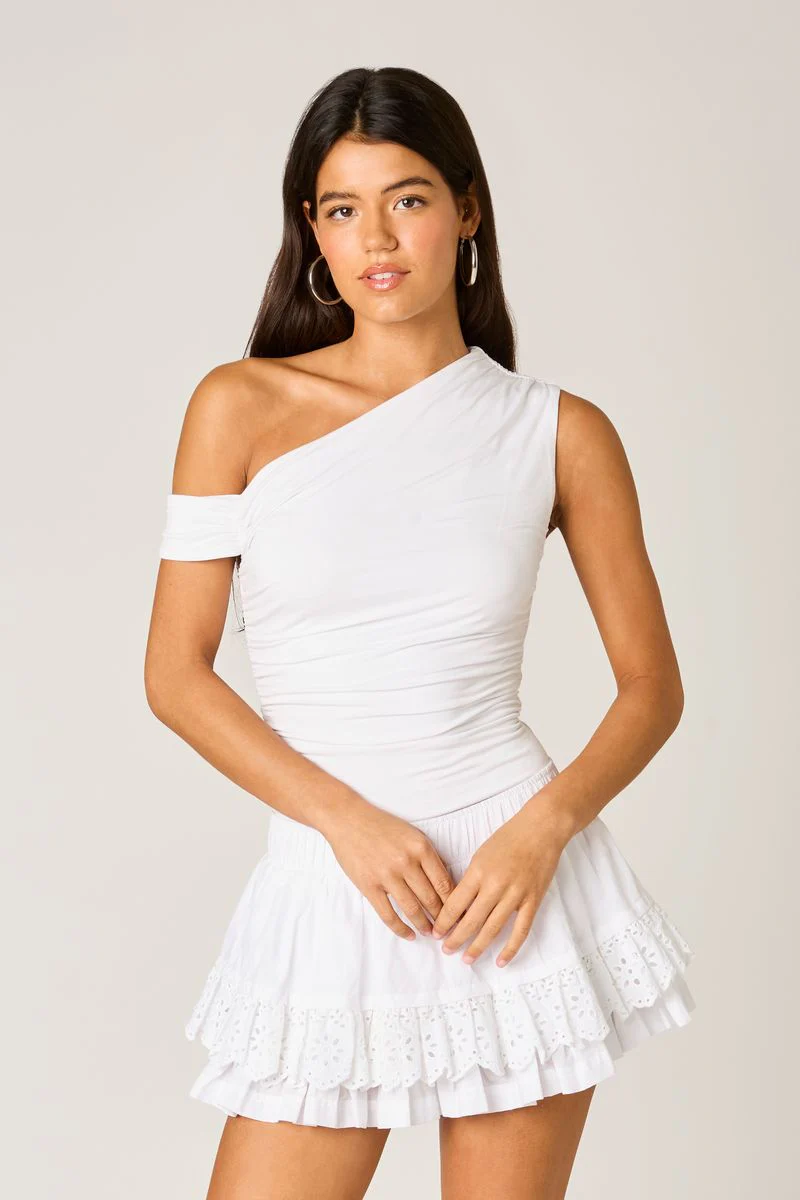 Eyelet Ruffle Mini Skirt