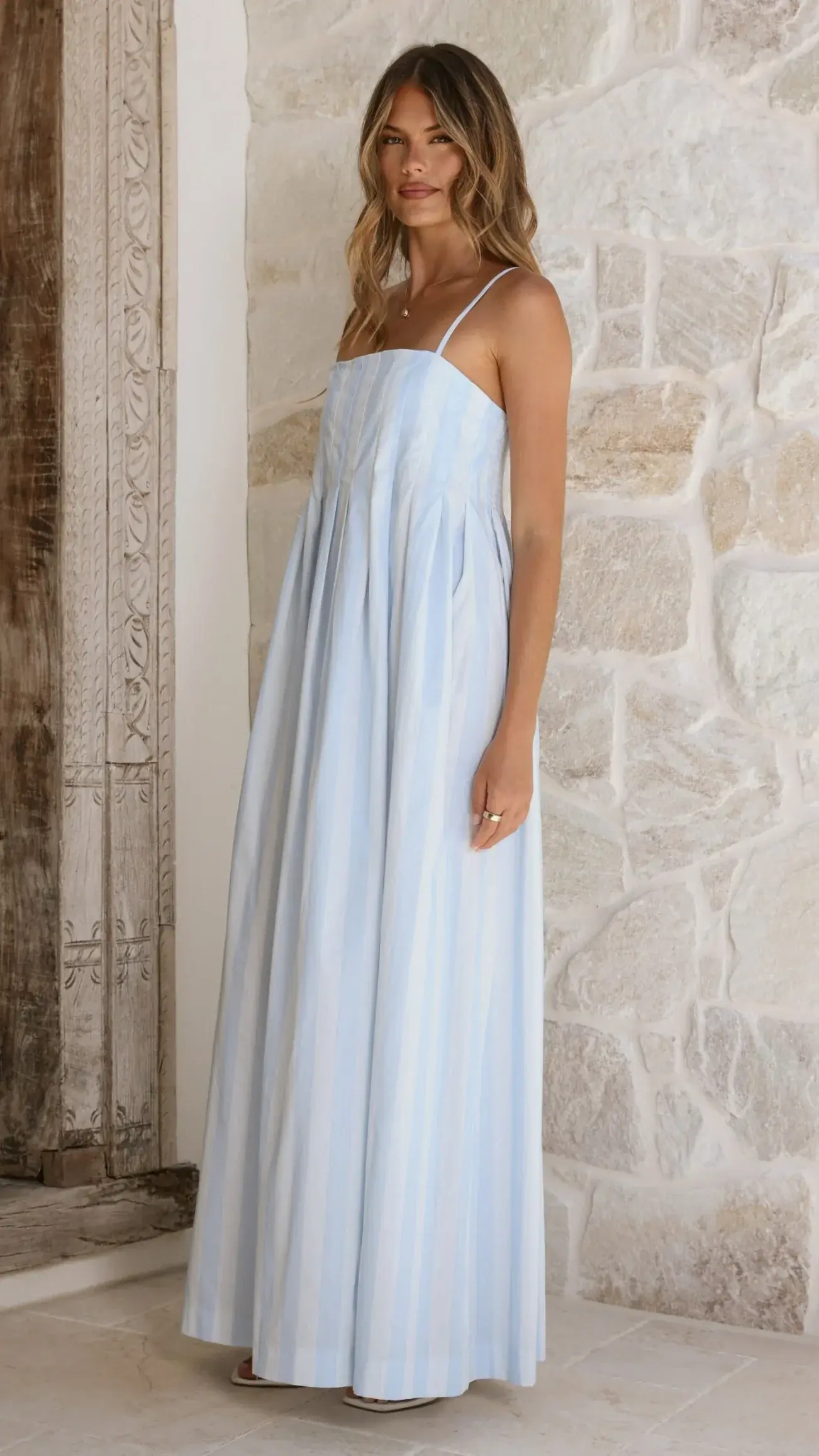 Pippa Maxi Dress - Blue Stripe - luluinthesky