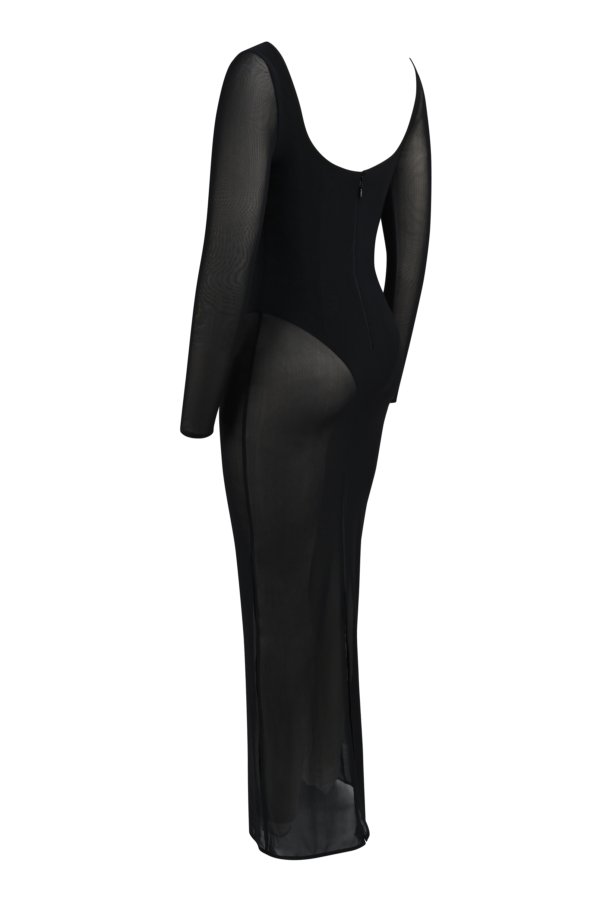 Black Mesh Maxi Dress With Bodysuit