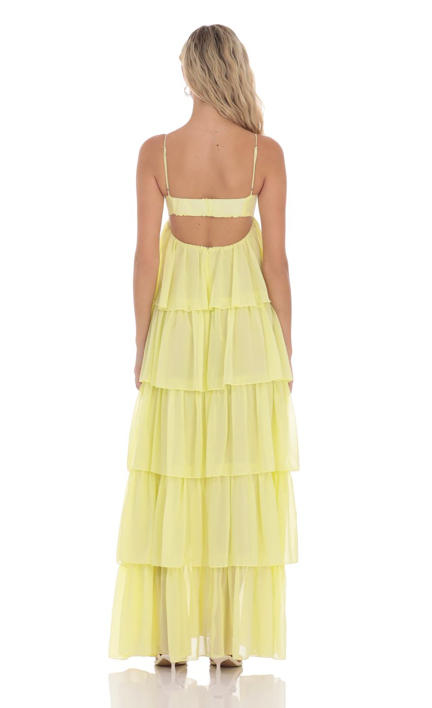 Ruffle Front Tie Maxi Dress in Yellow