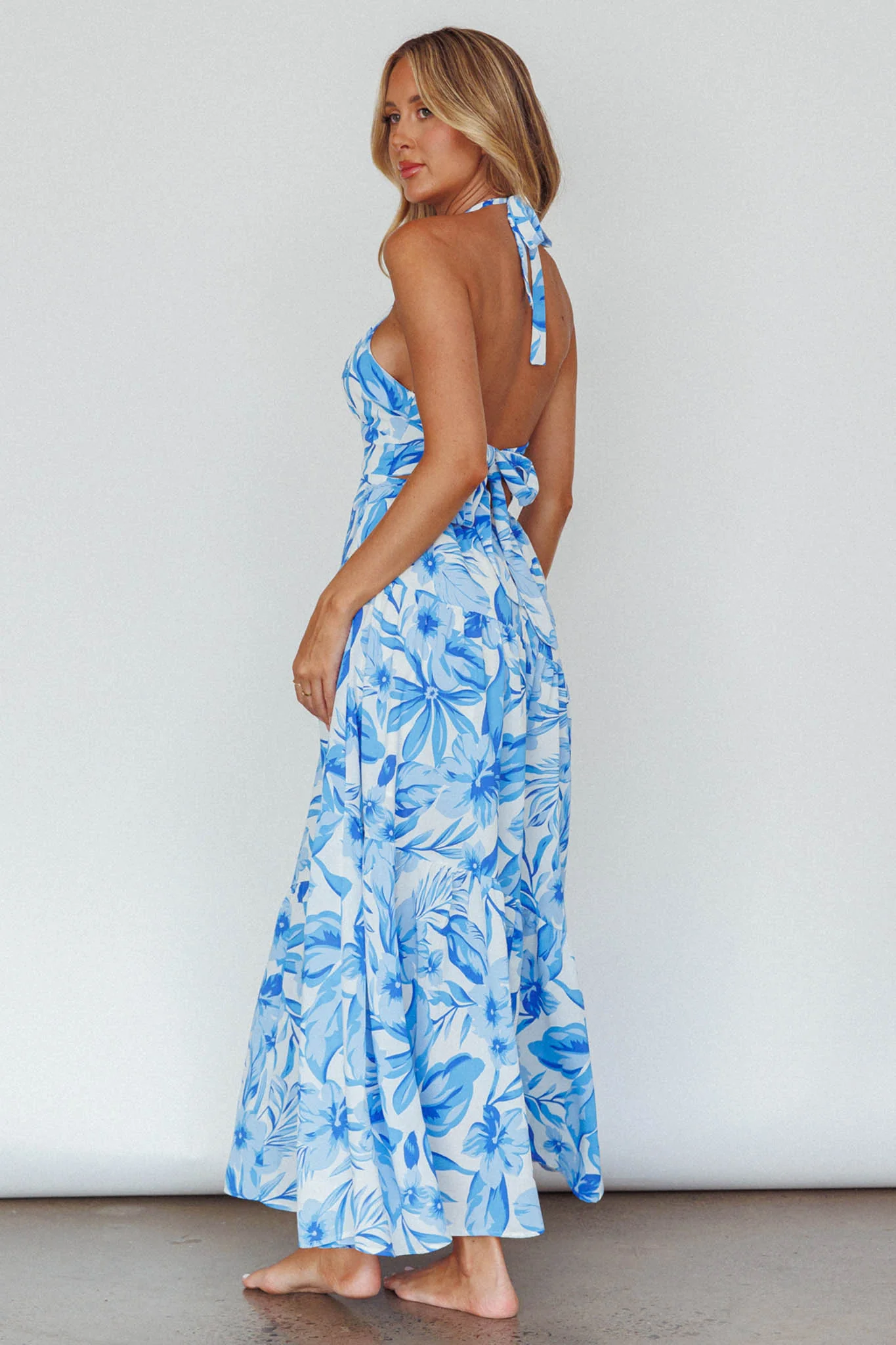 Bondi Keyhole Bust Maxi Dress Floral Blue