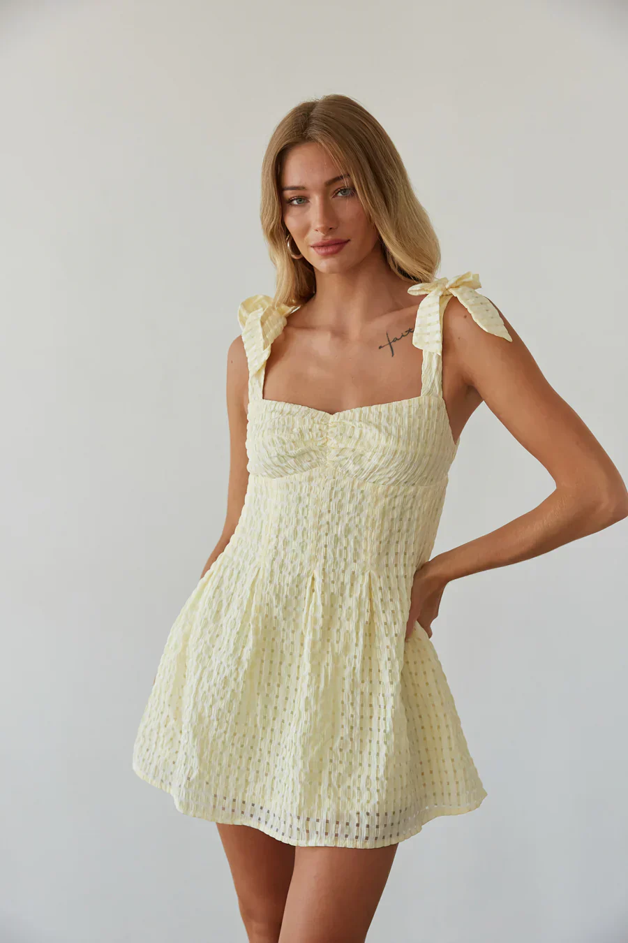 Abby Gingham Bow Strap Mini Dress - luluinthesky