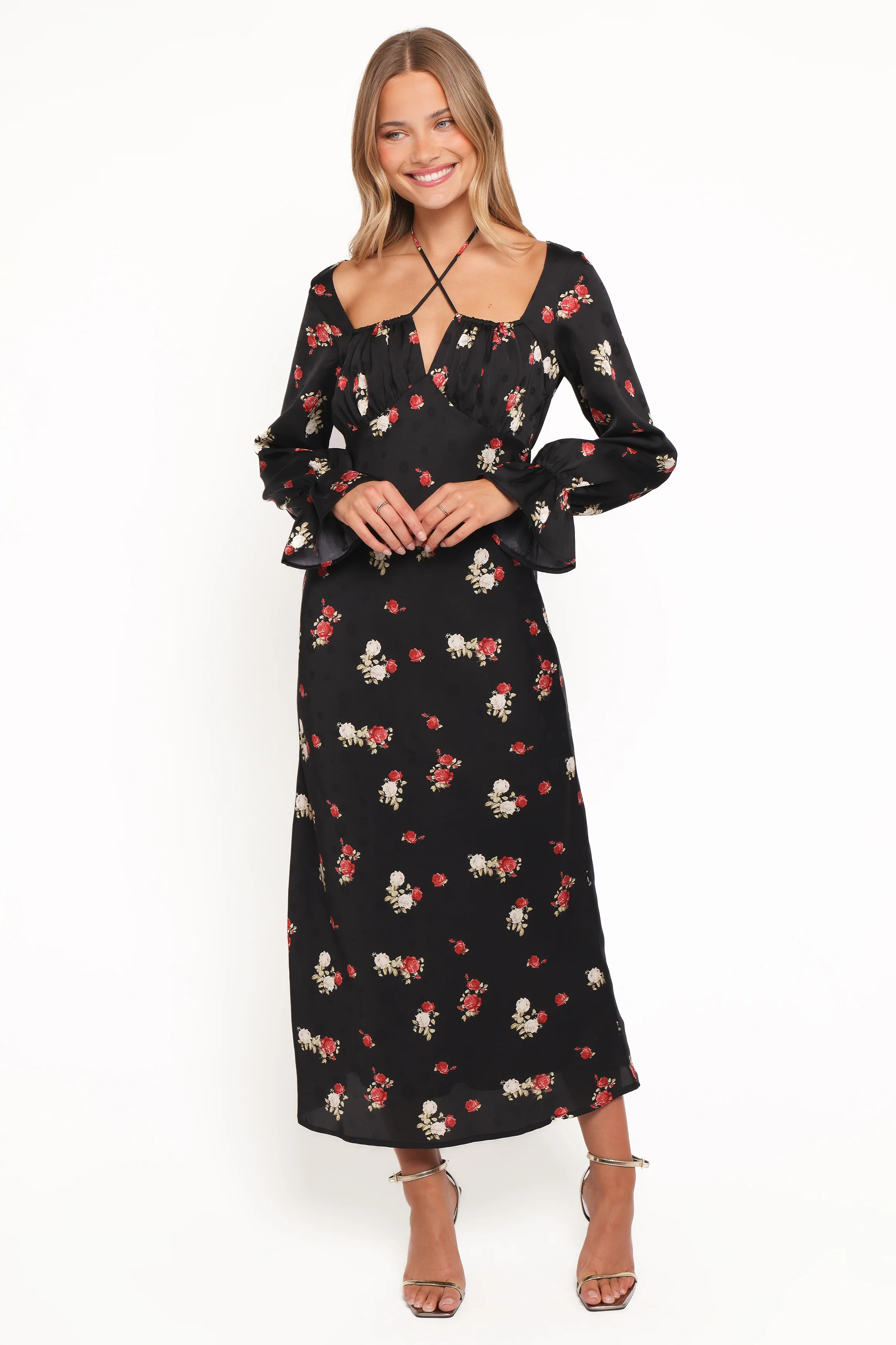 Pauline Long Sleeve Maxi Dress - Black Floral