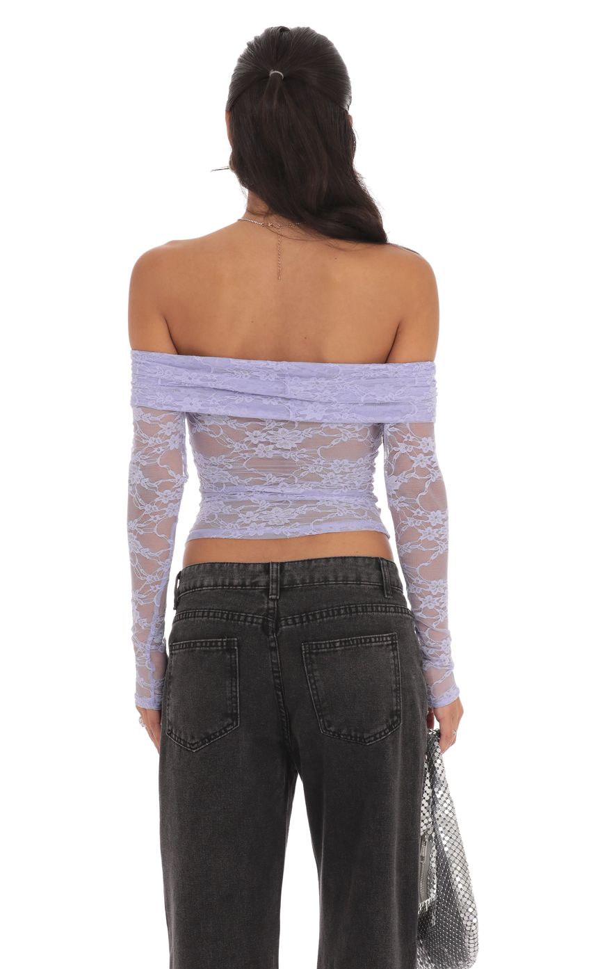 Lace Off Shoulder Top in Lavender