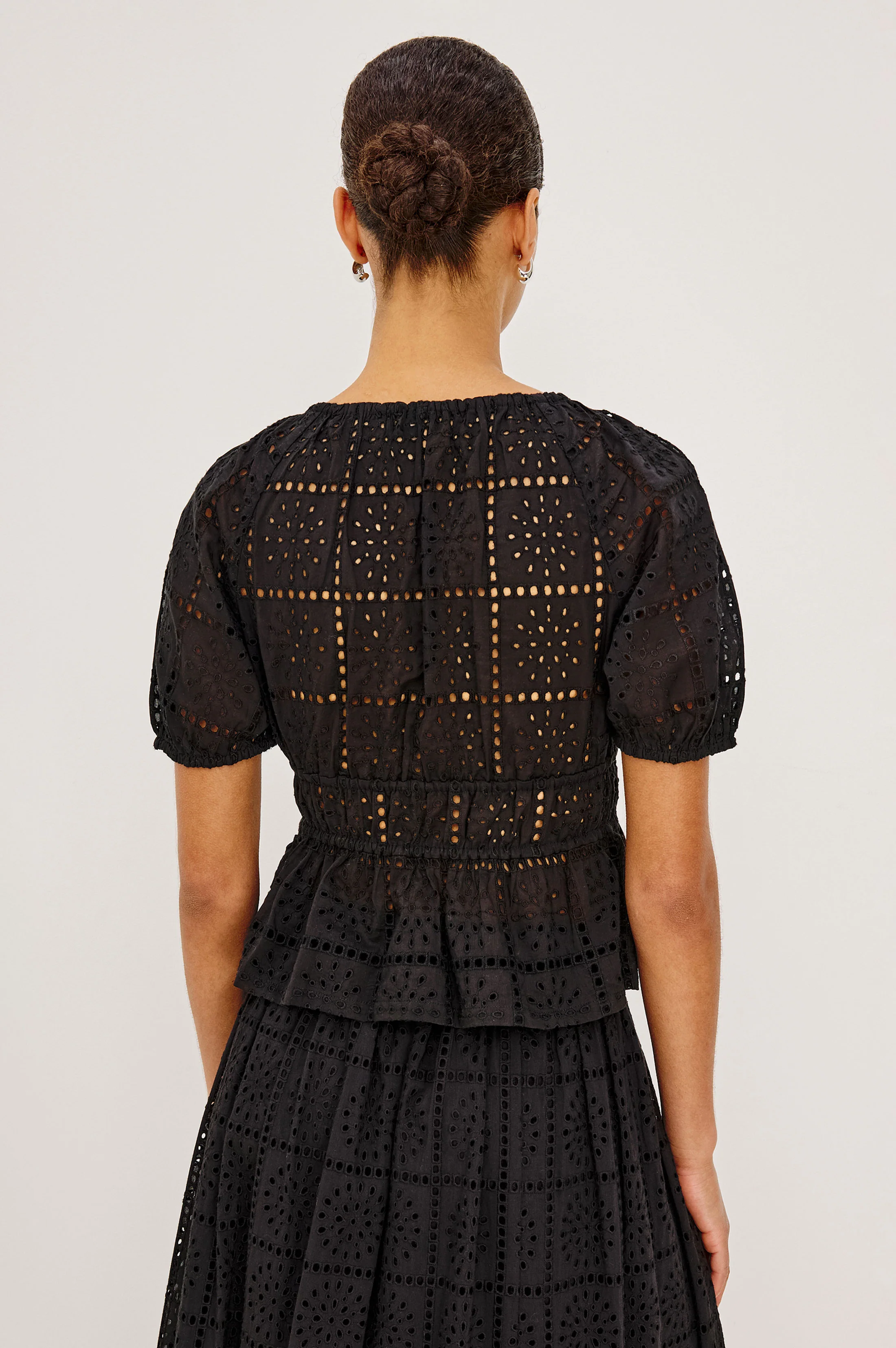 Argenta Top - Black Grid Embroidery
