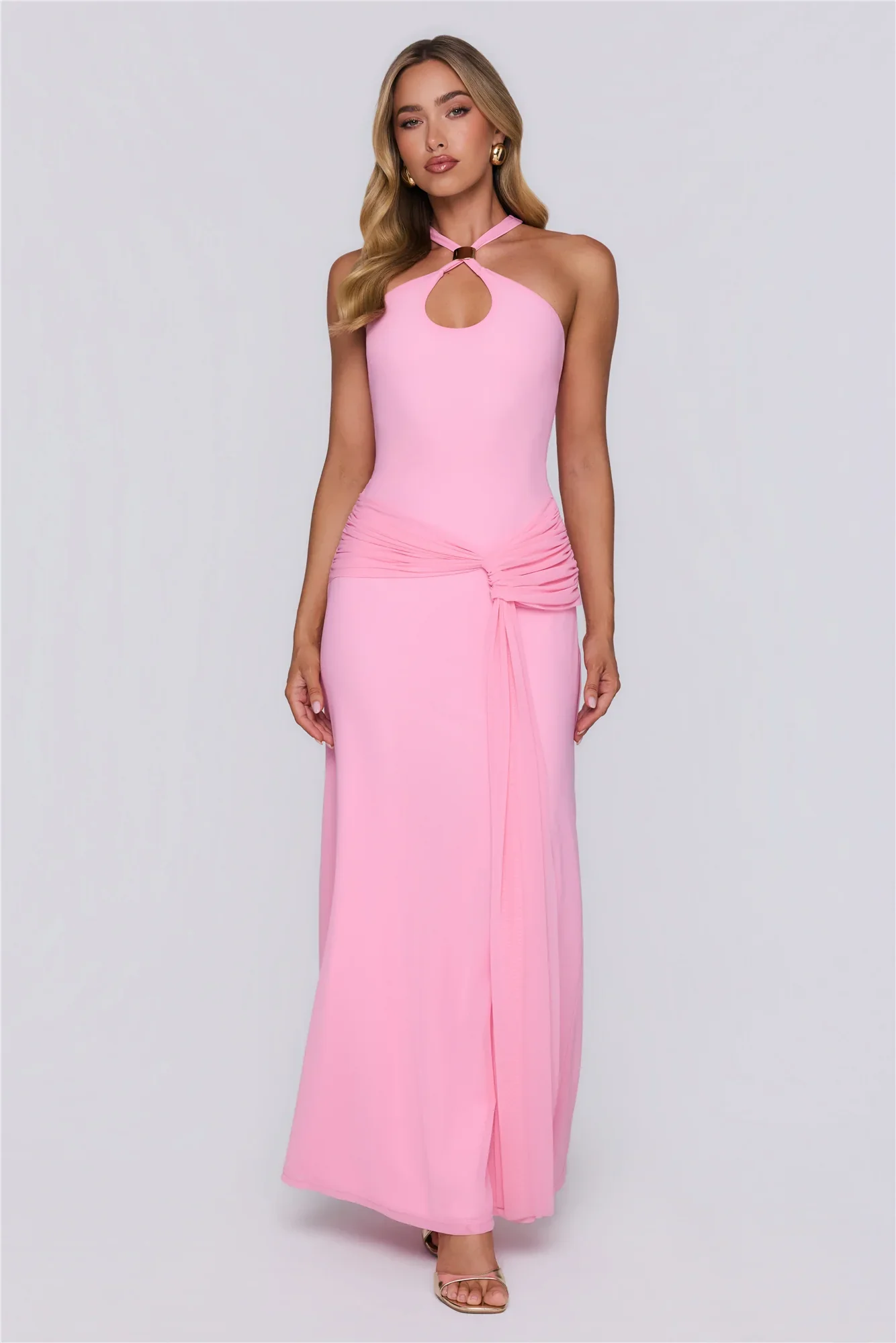 Glam And Glow Mesh Maxi Dress Pink
