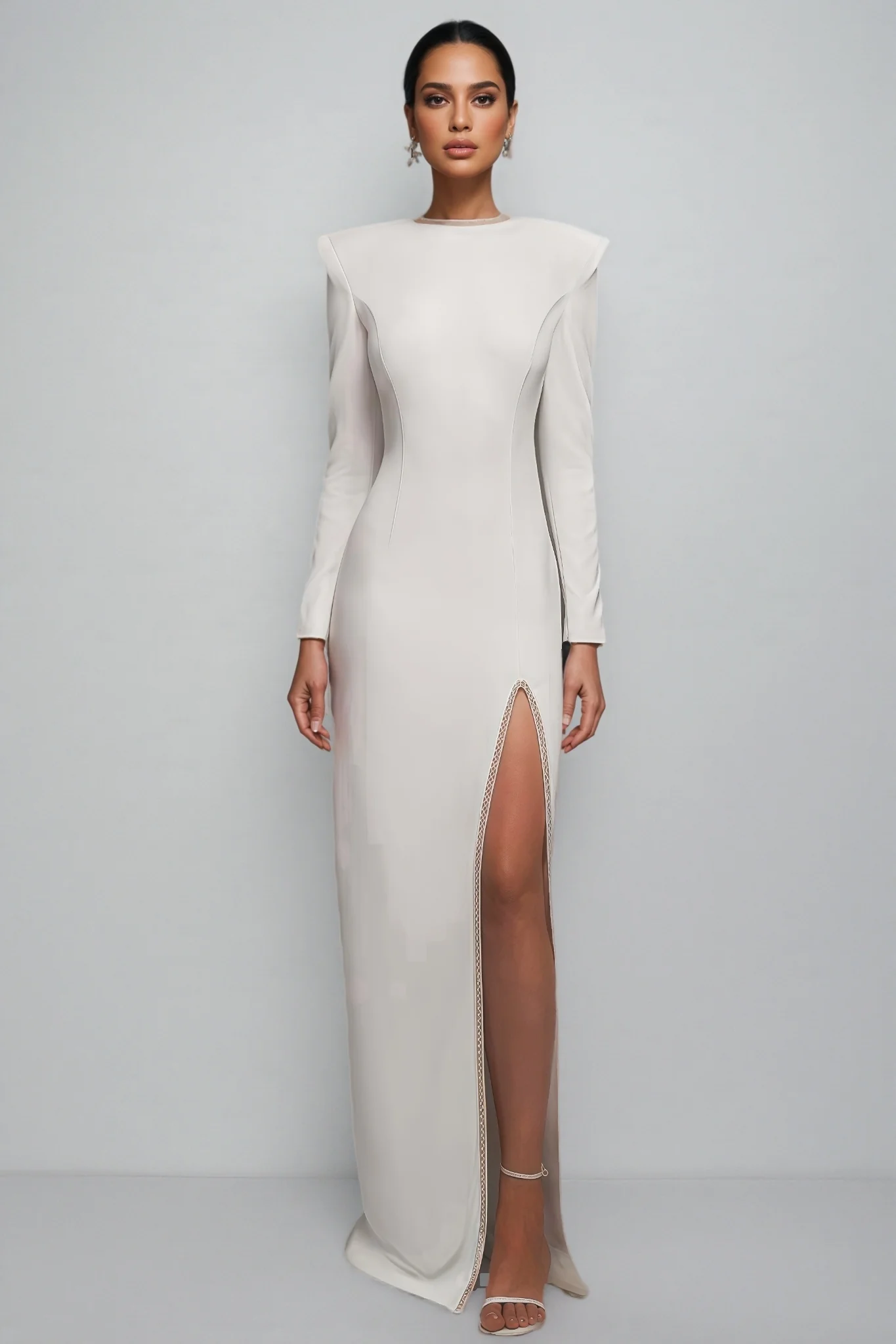Lalia White Waisted Maxi Dress