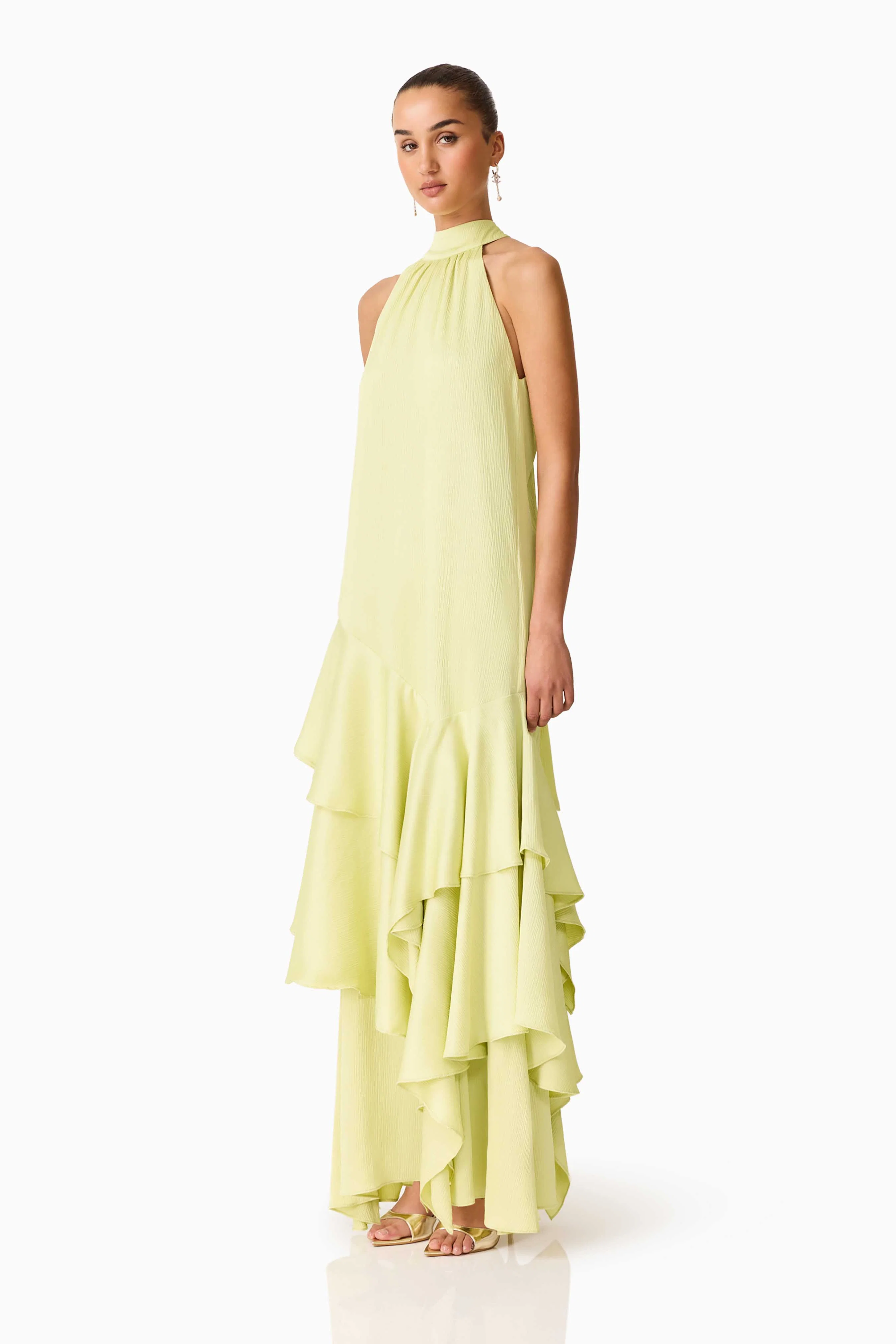 Varella Halter Gown in Pistachio Green