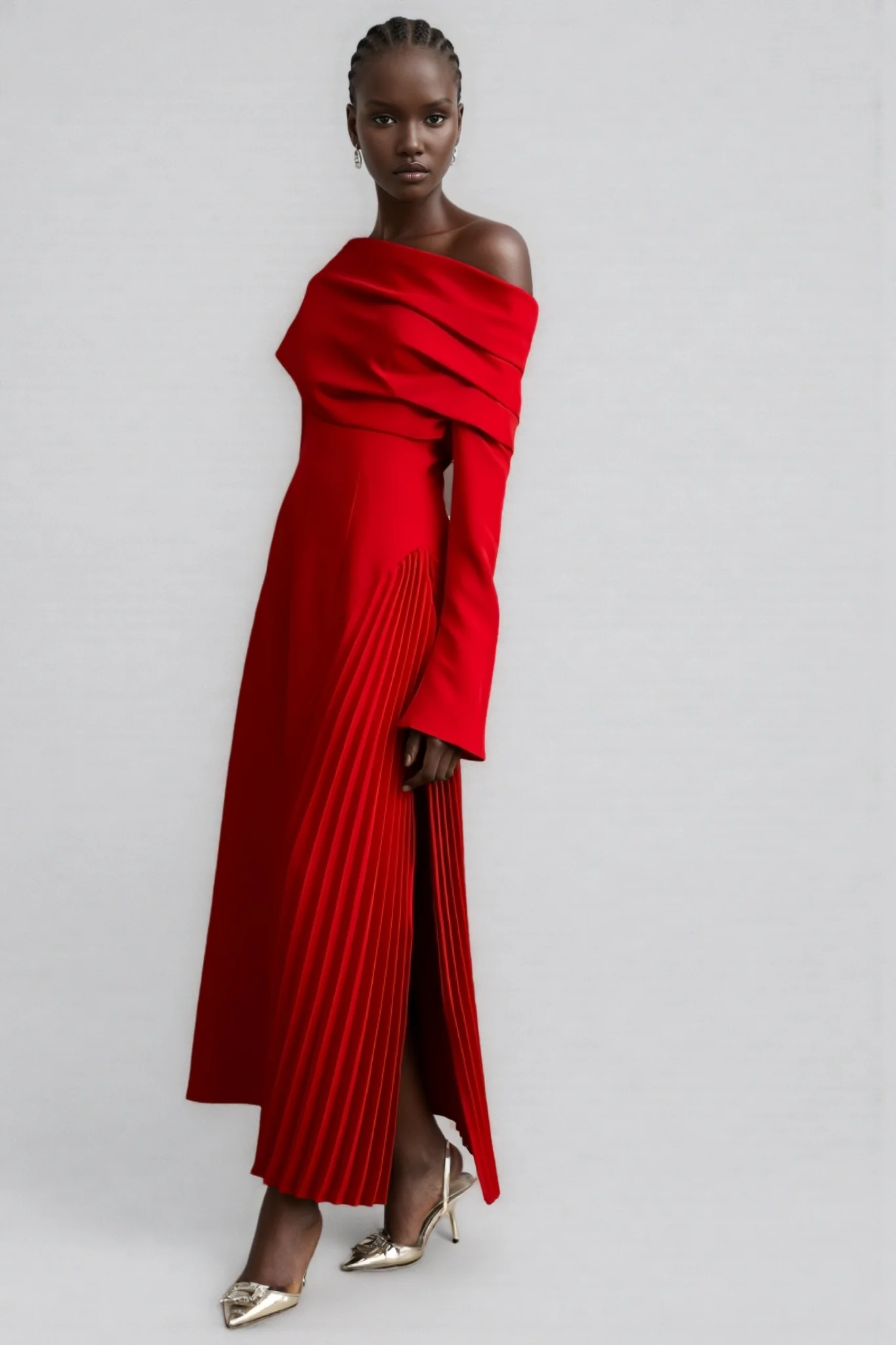 Kila Strapless Slant Neck Maxi Dress