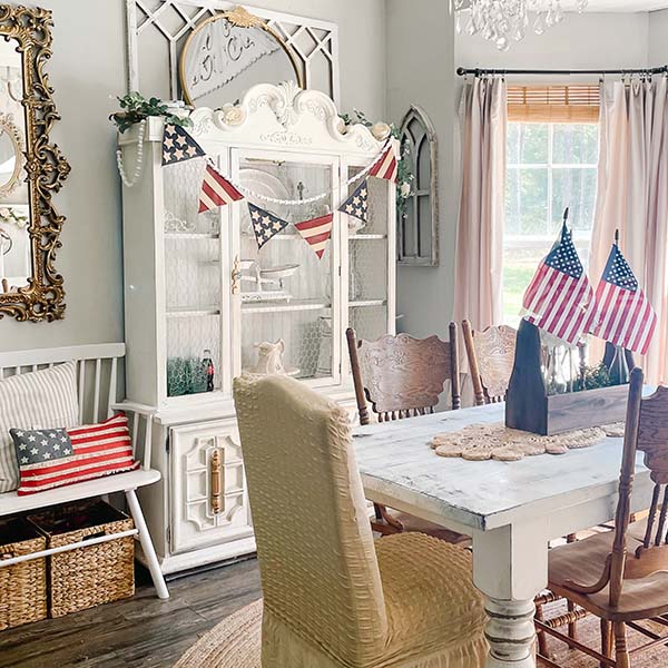 American Flag Fringe Throw Pillow