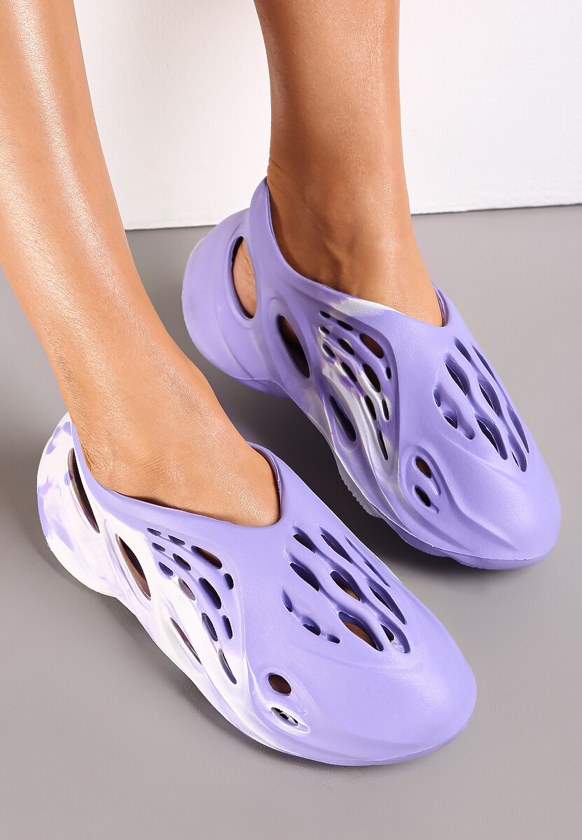 Fioletowe Gumowe Sneakersy Zdobione Efektem Ombre i Wycięciami Lisna