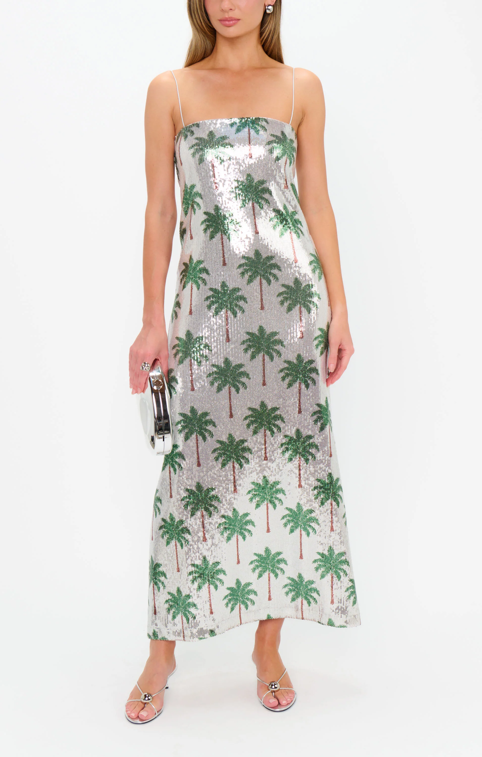 Lizzy Midi Dress ~ Disco Palm Sequins