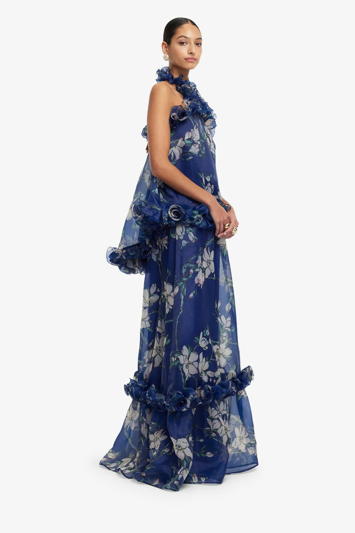 Paige Ruffled Maxi Skirt - Midnight Magnolia Print