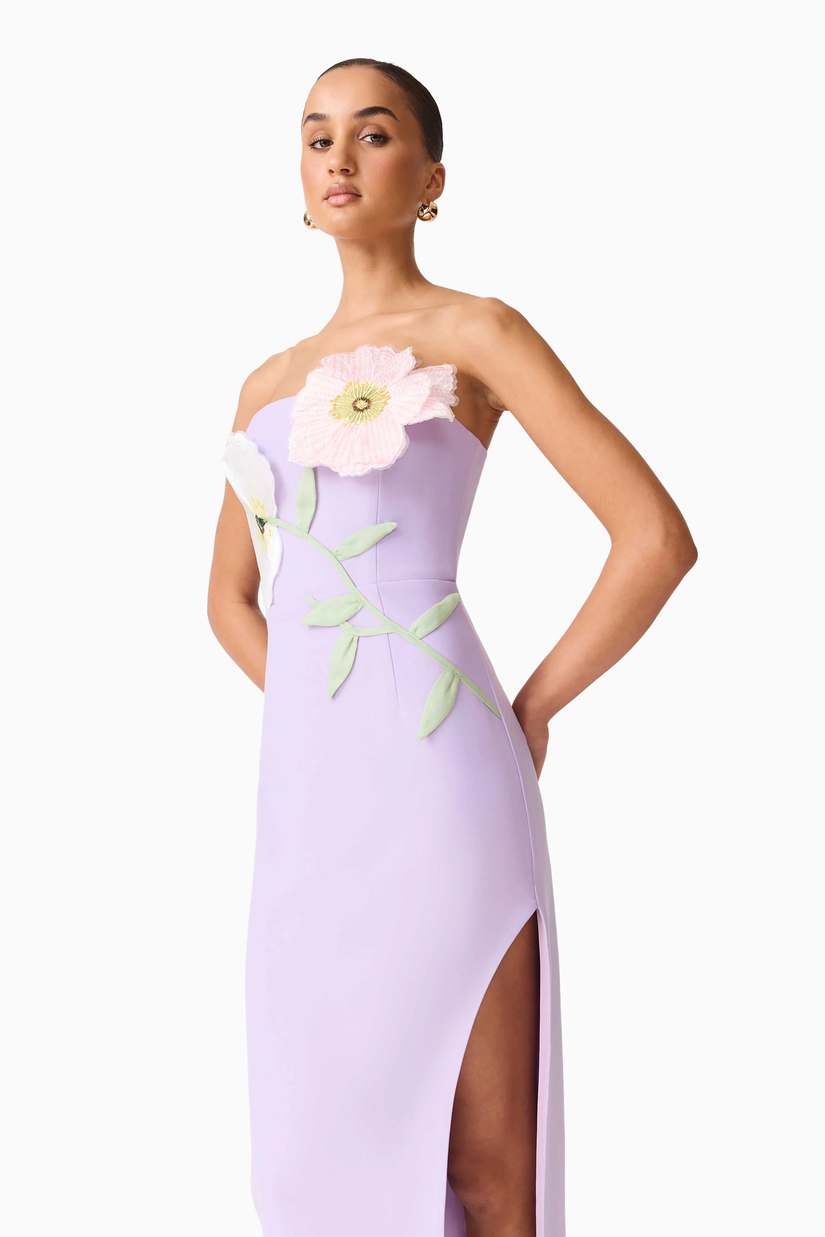 Hope Strapless Midi Dress in Purple