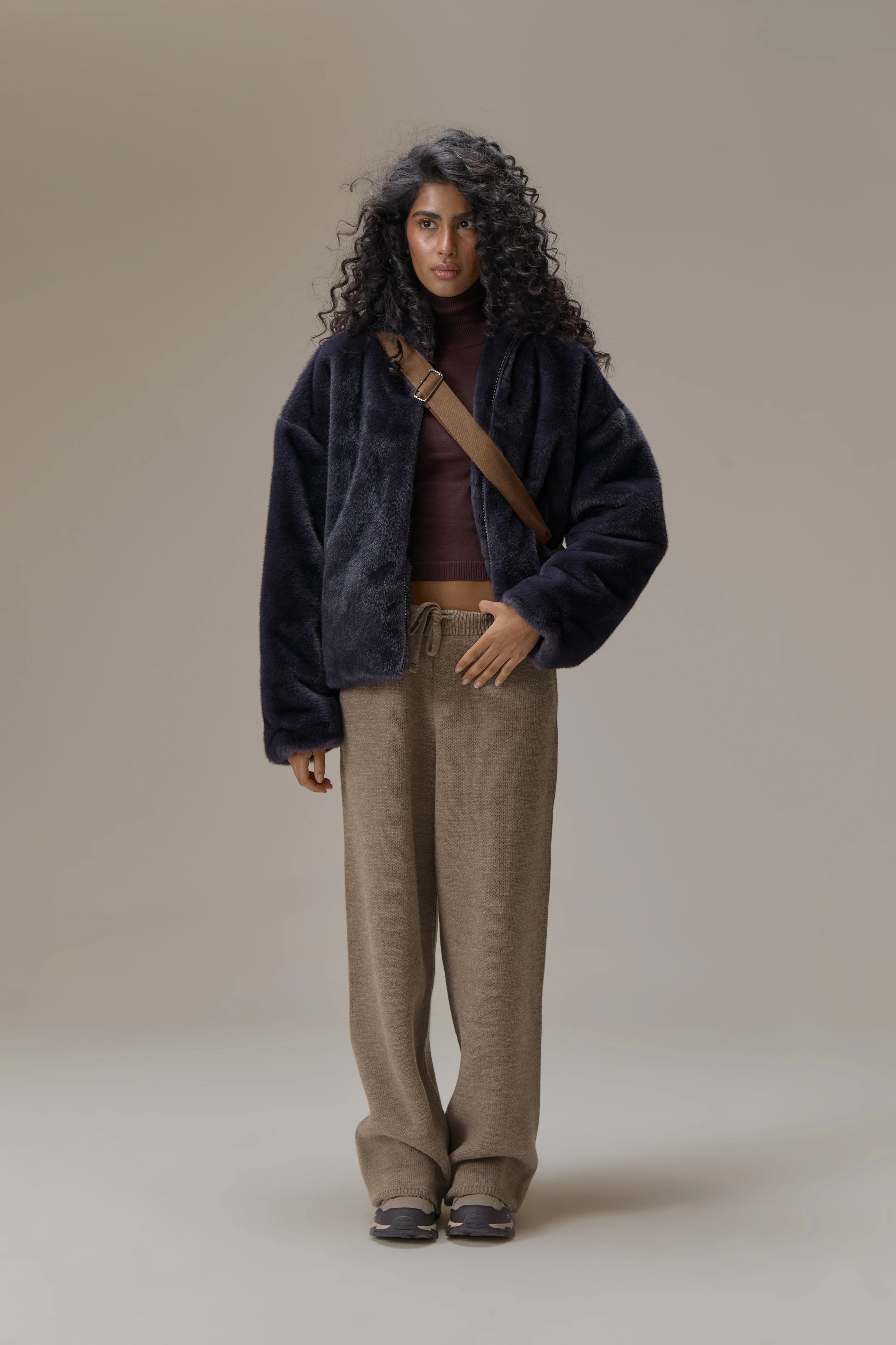 Winnipeg Faux Fur Hooded Jacket in Navy