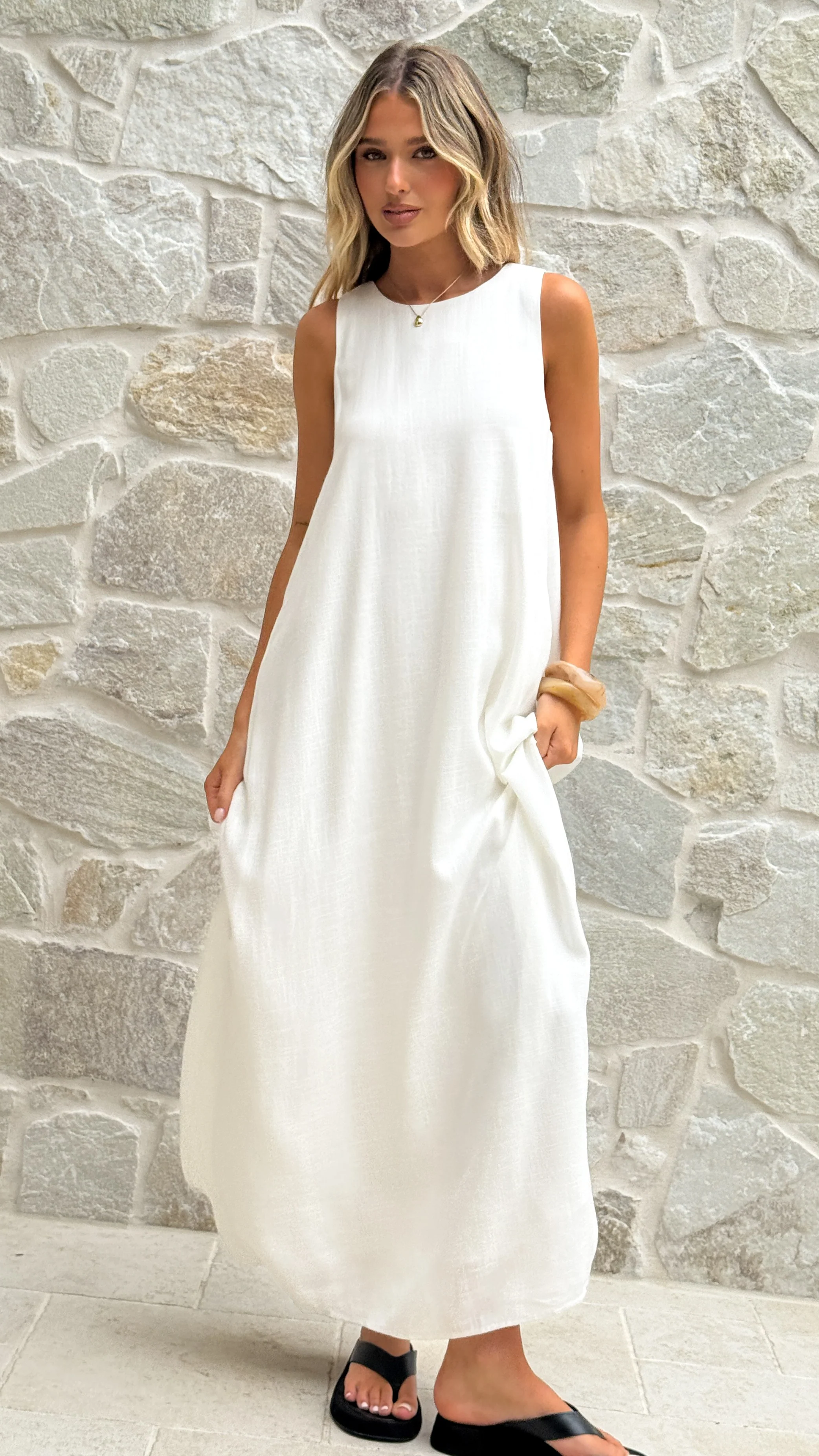 Mylah Maxi Dress - White - luluinthesky