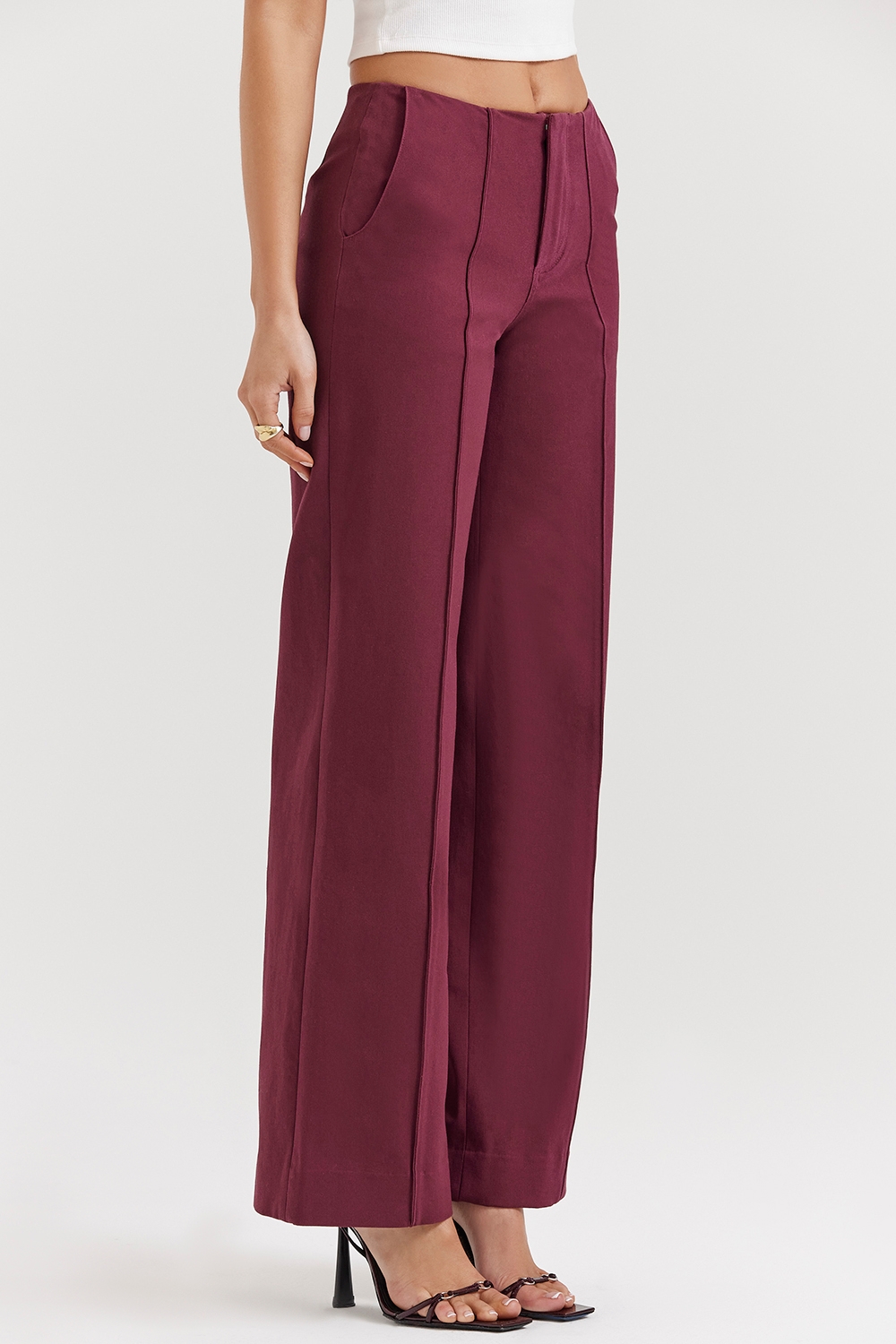 Wine Straight Leg Trousers
