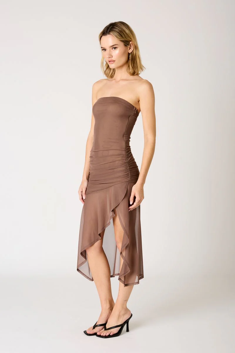 Strapless Ruched Asymmetrical Dress