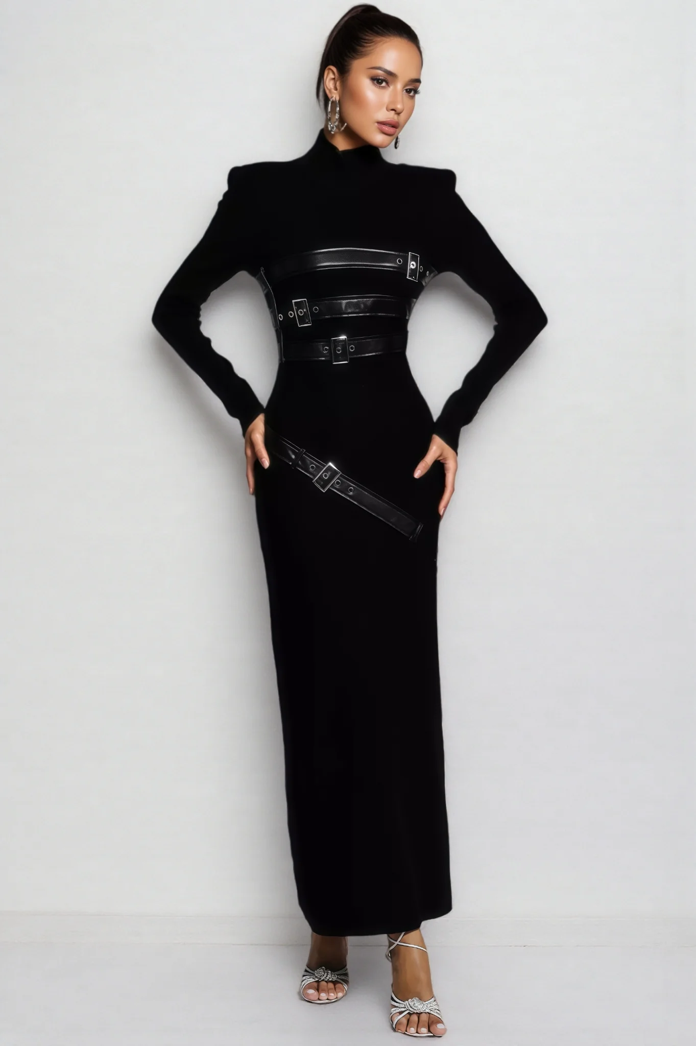 Brock Black PU Maxi Dress