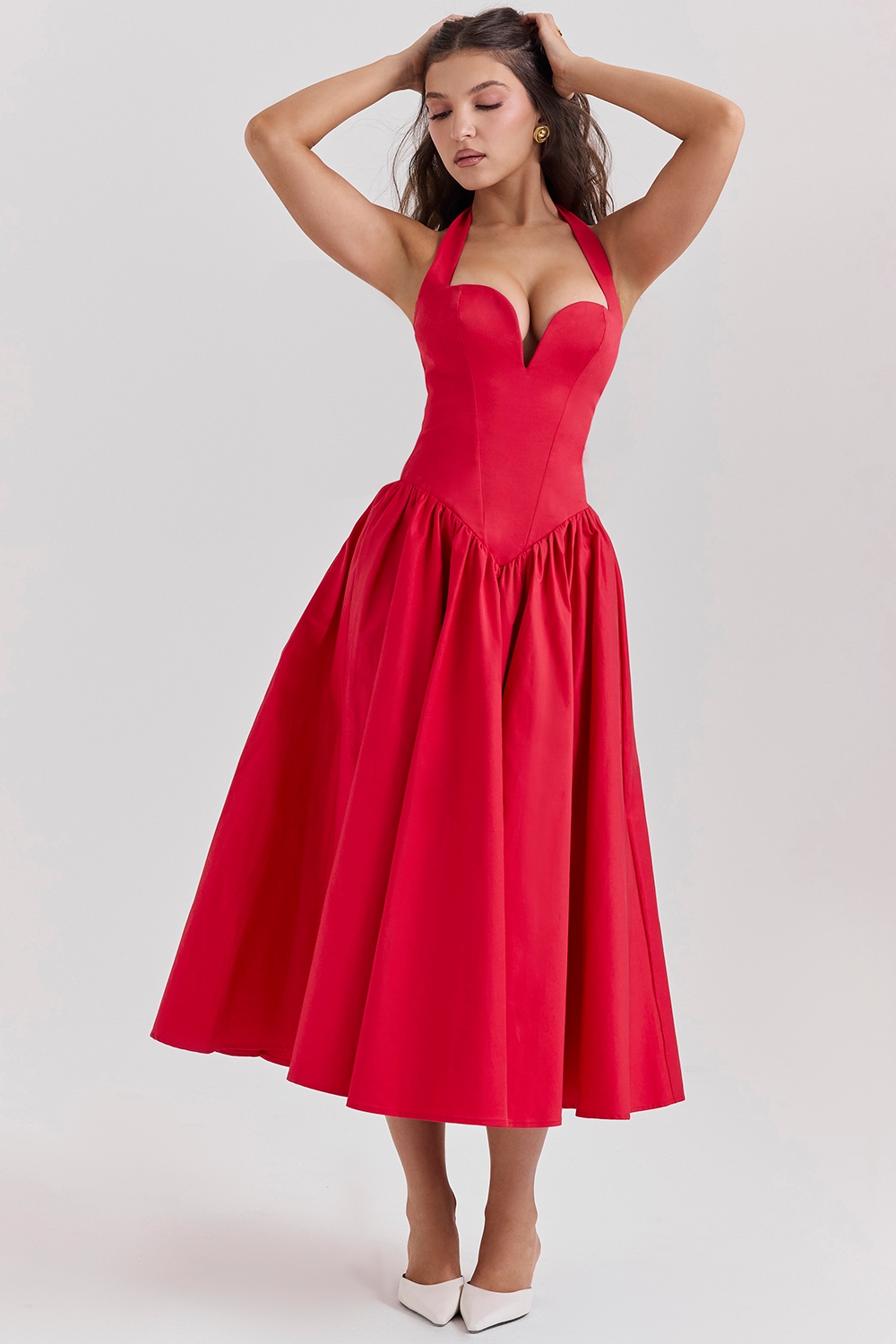 scarlet halter midi dress