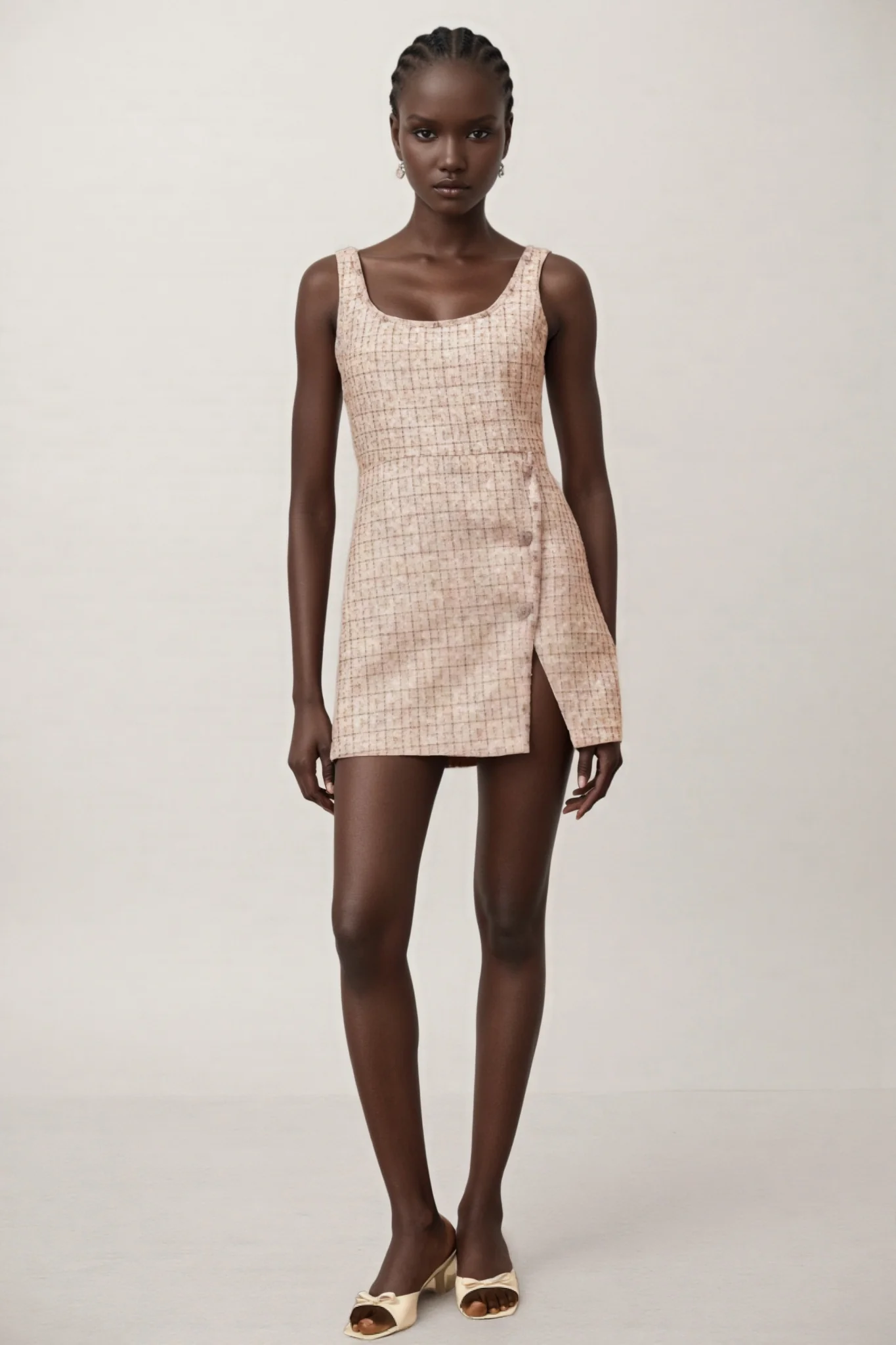 Huxle Pink Embellished Tweed Mini Dress