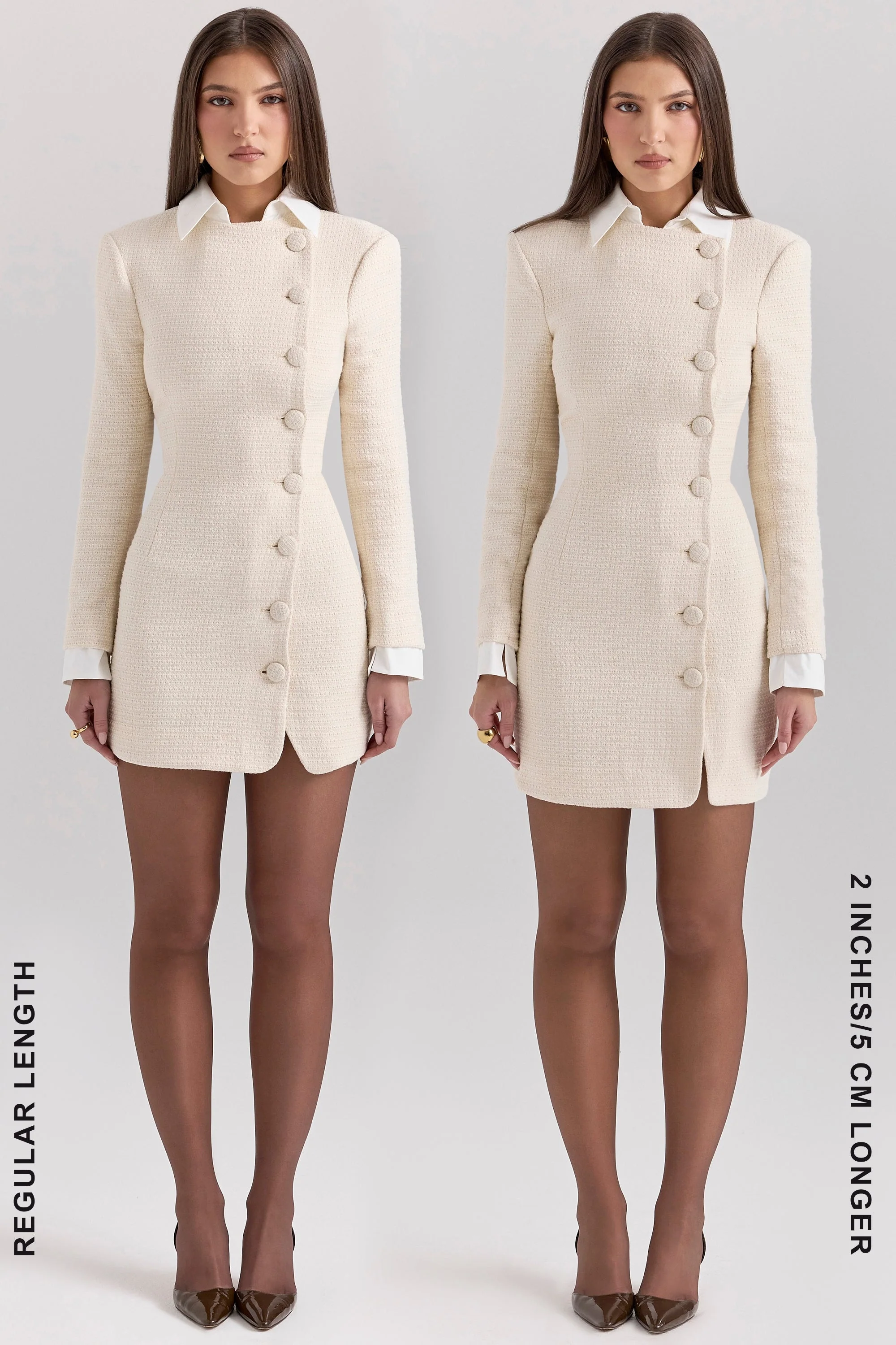 cream boucle tweed mini dress