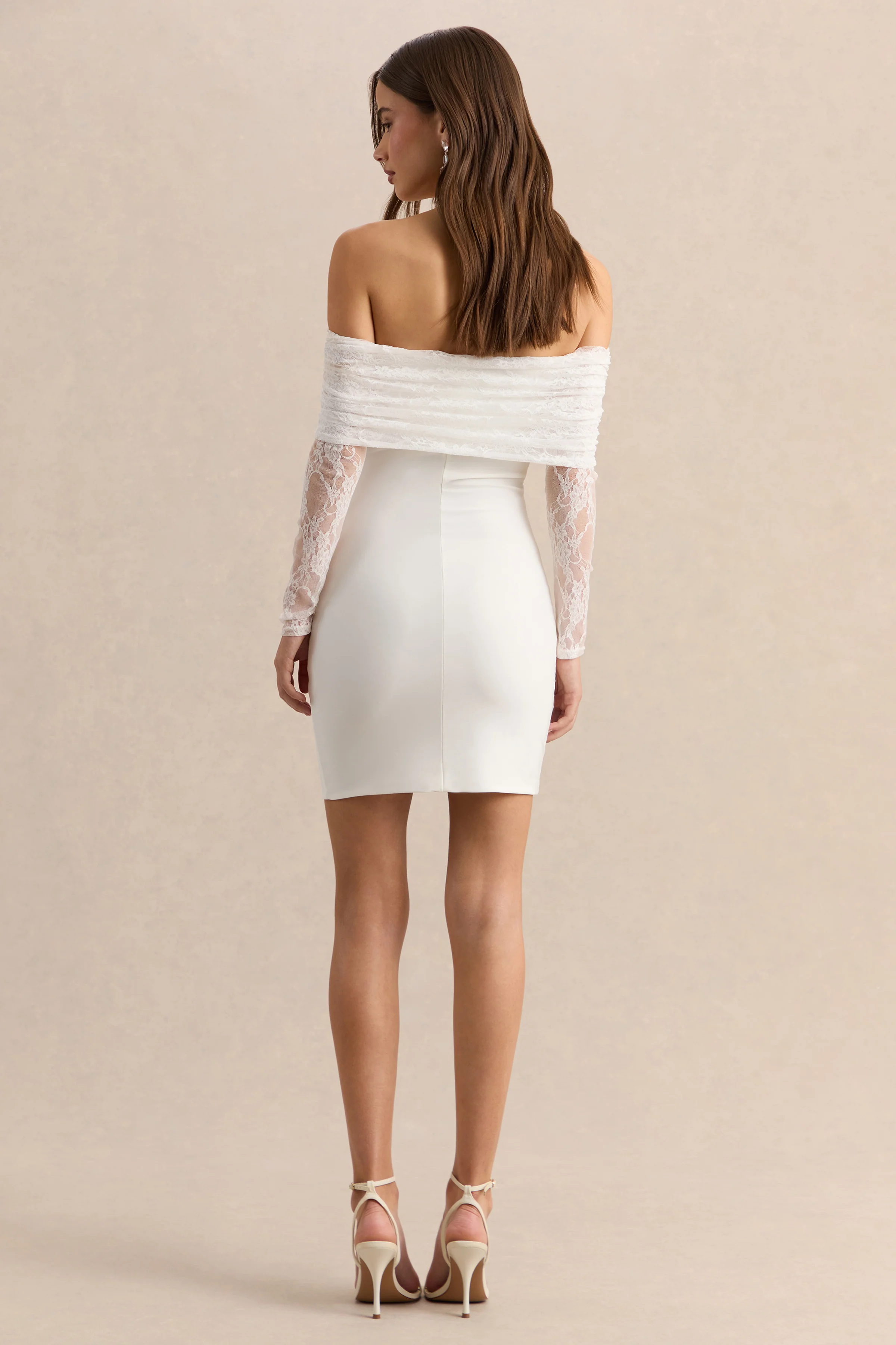 Incantelle | White Bardot-Neck Mini Dress