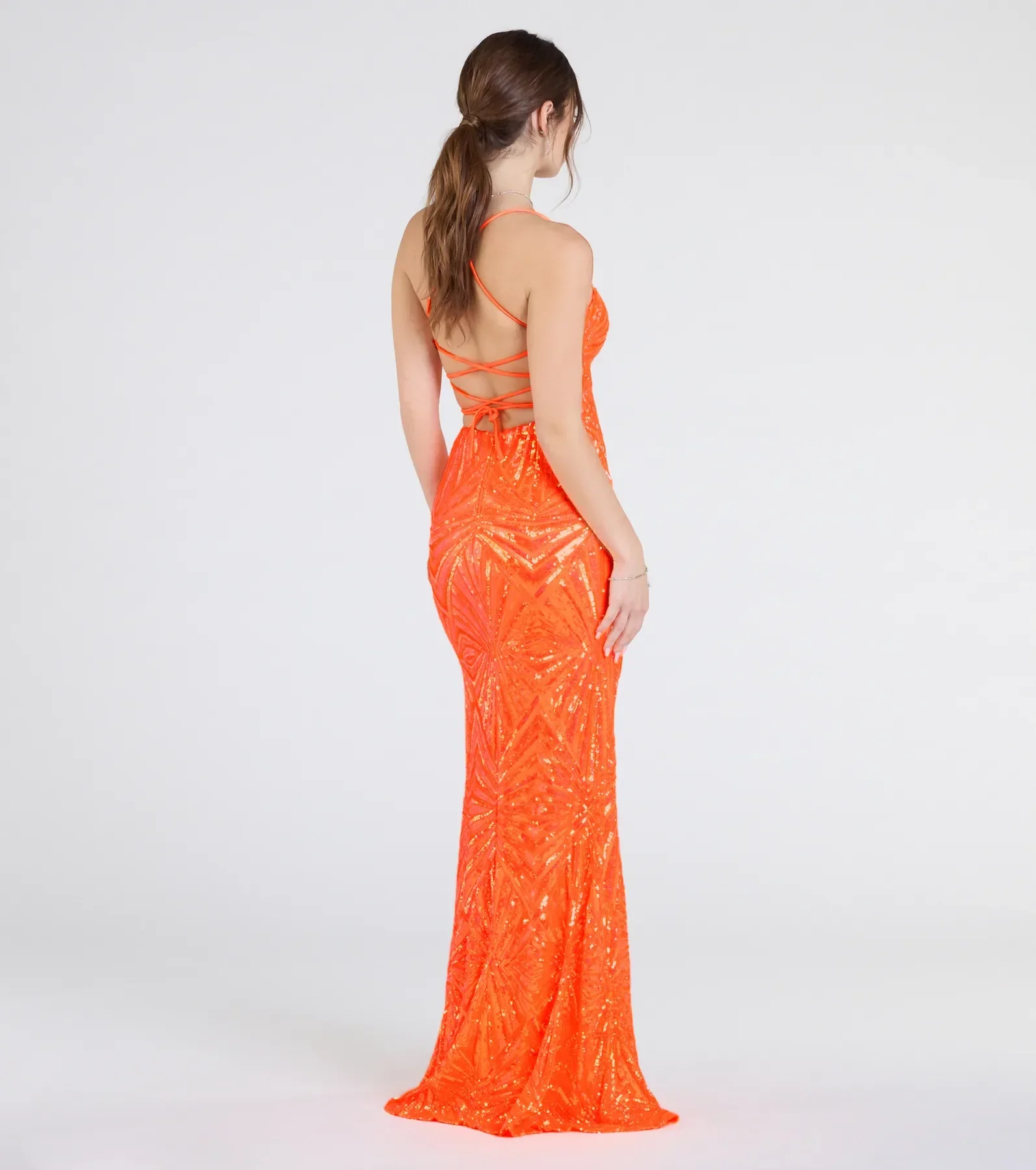 Lottie Sequin Lace-Up Mermaid Dress